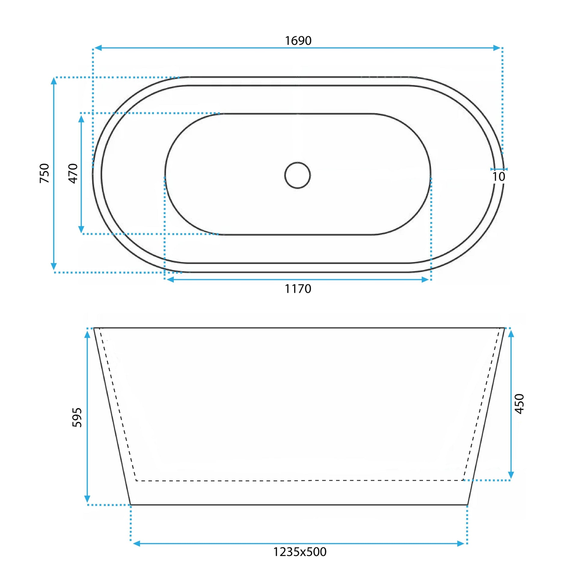 Cadă Acrilică Freestanding Roma 170  6