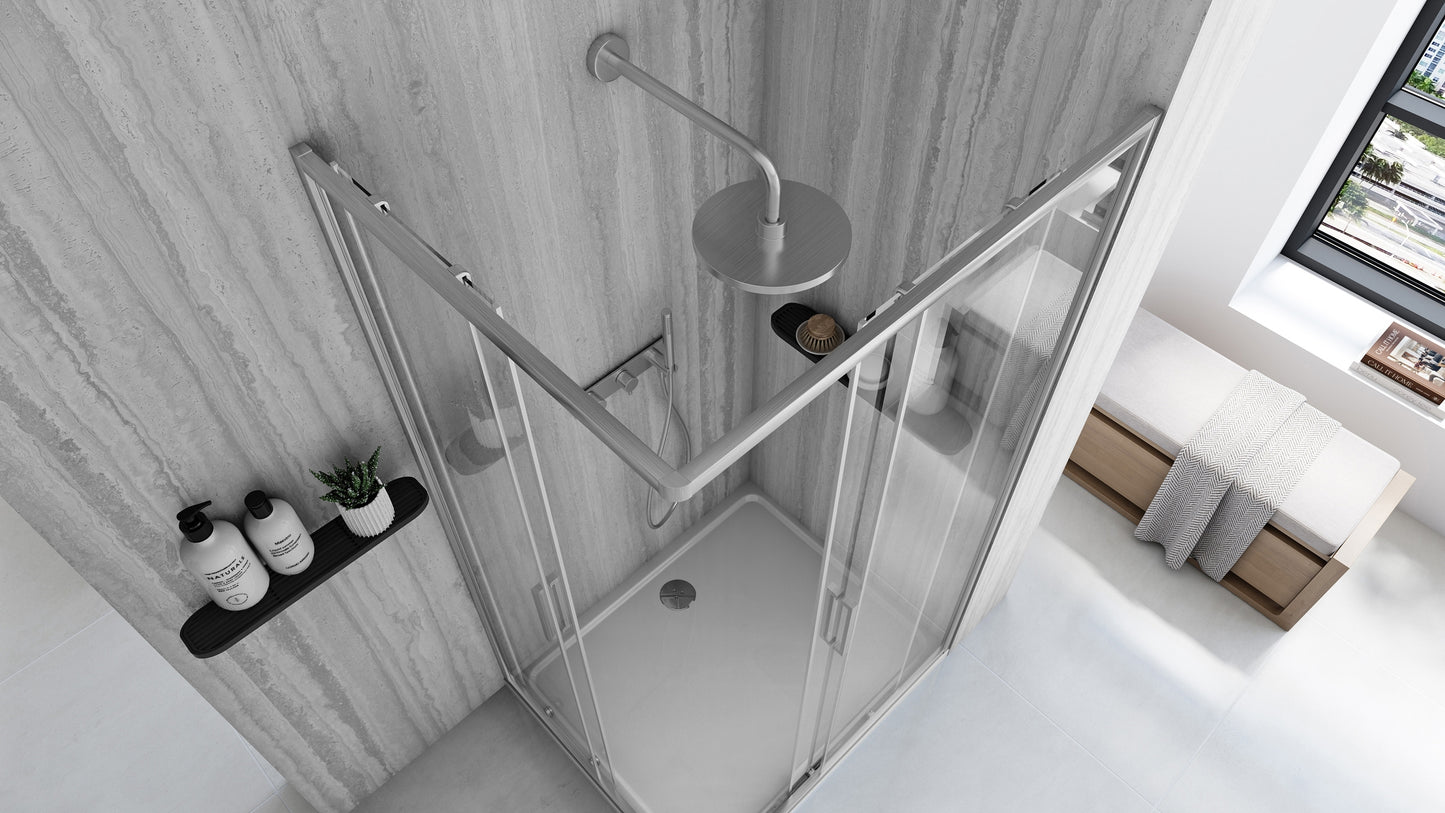 Cabină de duș Rea City 80x100 cm Nickel Brush cu cadita Savoy black 5