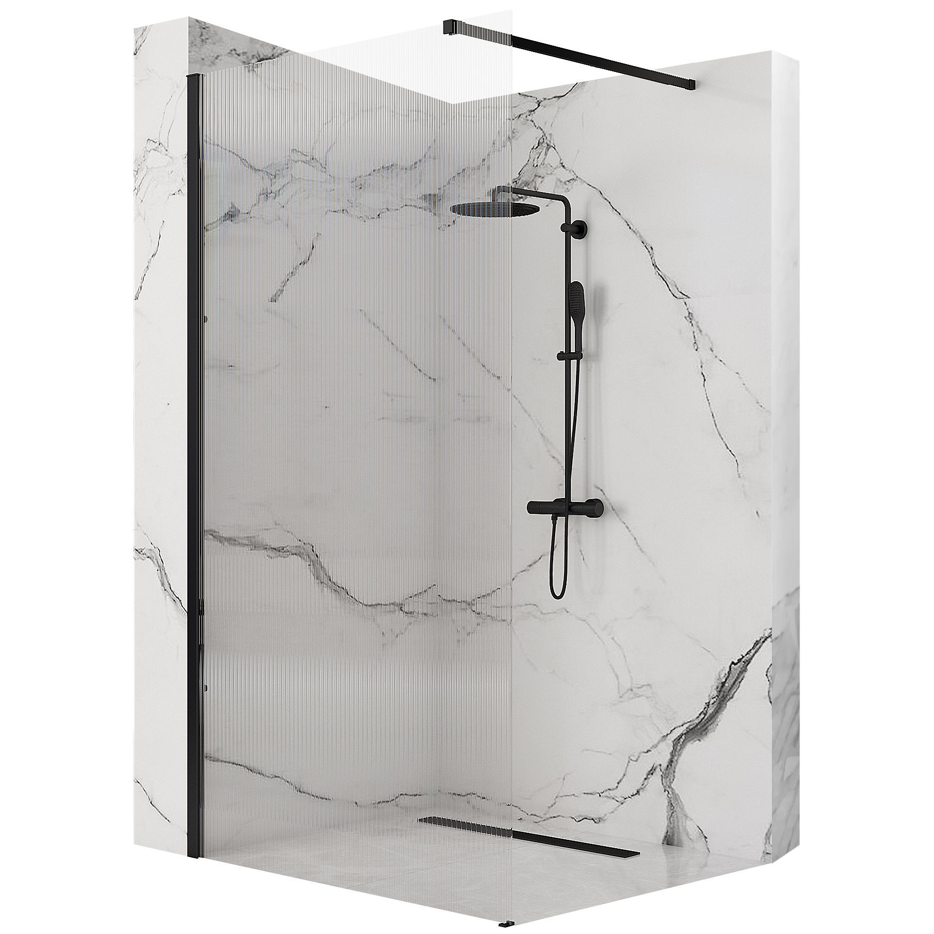 Paravan de dus Rea Aero Intimo Black Mat 100 1