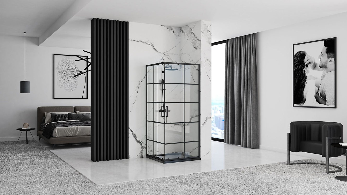 Cabina de dus Rea Concept Black 80x80 Negru cu cadita Savoy black 3