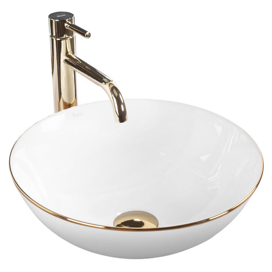 Lavoar pentru blat Rea Stella White gold edge 1