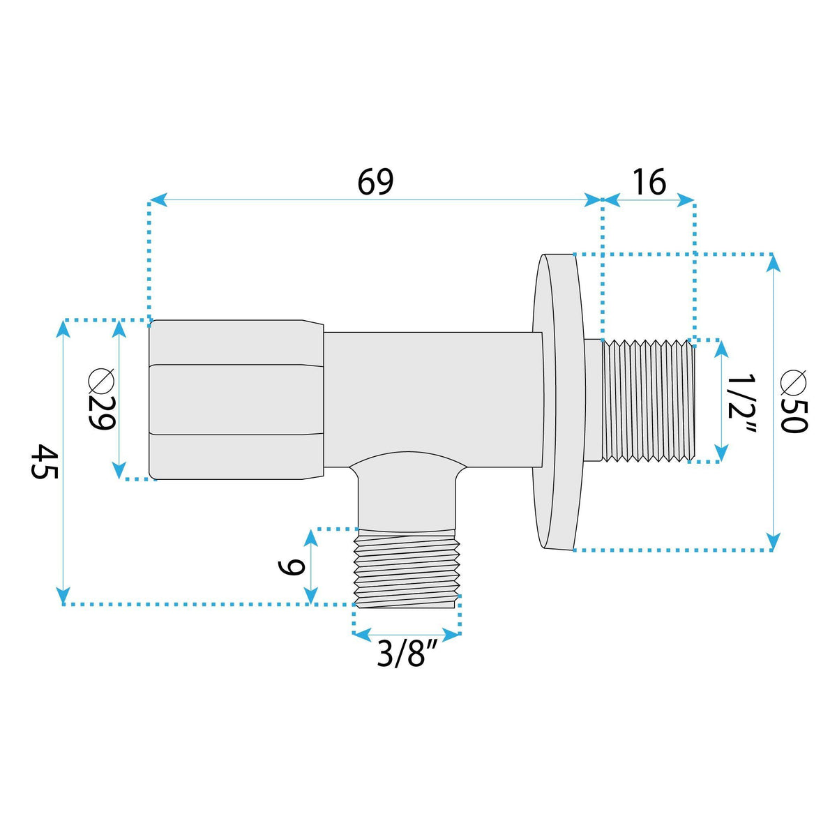 Robinet Colțar 02 1/2" X 3/8" Titan 4