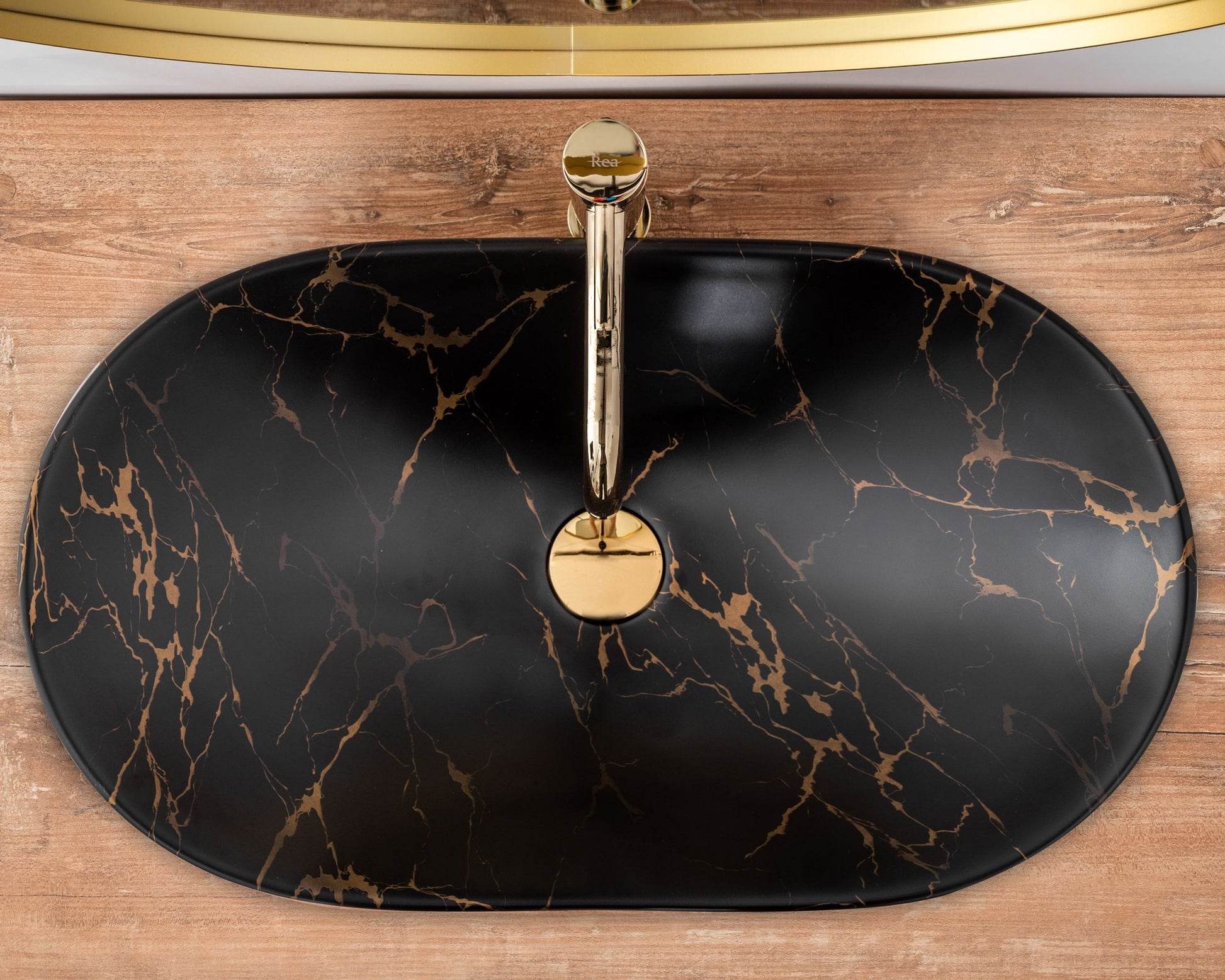 Lavoar pentru blat Rea Royal 60 Black Marble Mat 4