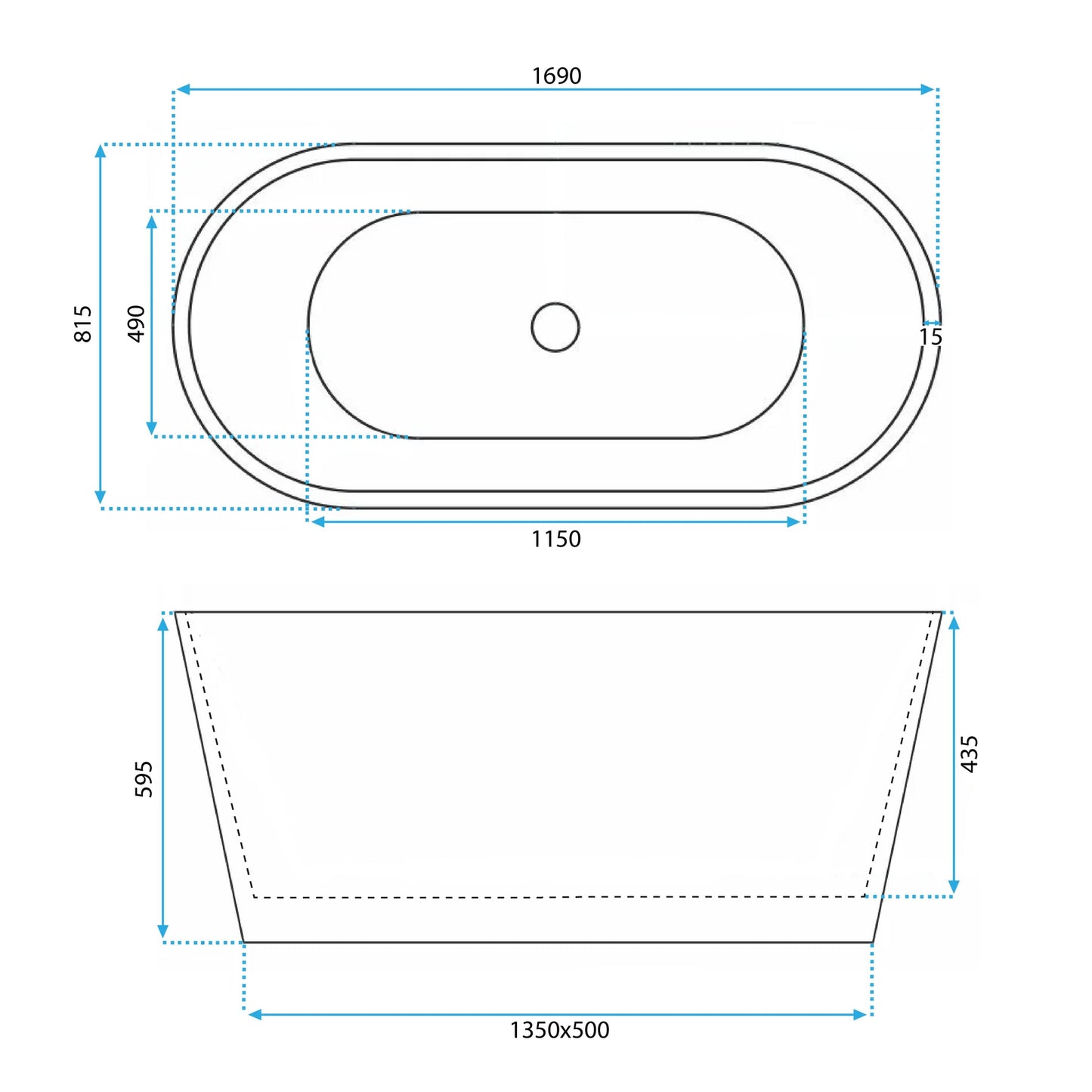 Cadă Acrilică Freestanding Gaja 170  7
