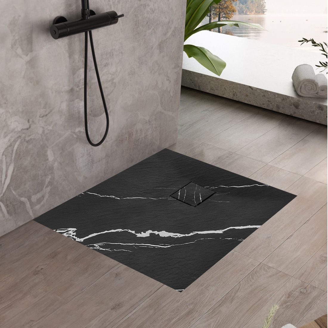 Cada de duș Magnum CARRARA BLACK 90x90  7