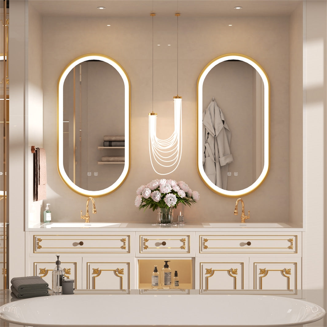 Oglindă LED OVL 50x100cm Brush Gold  3