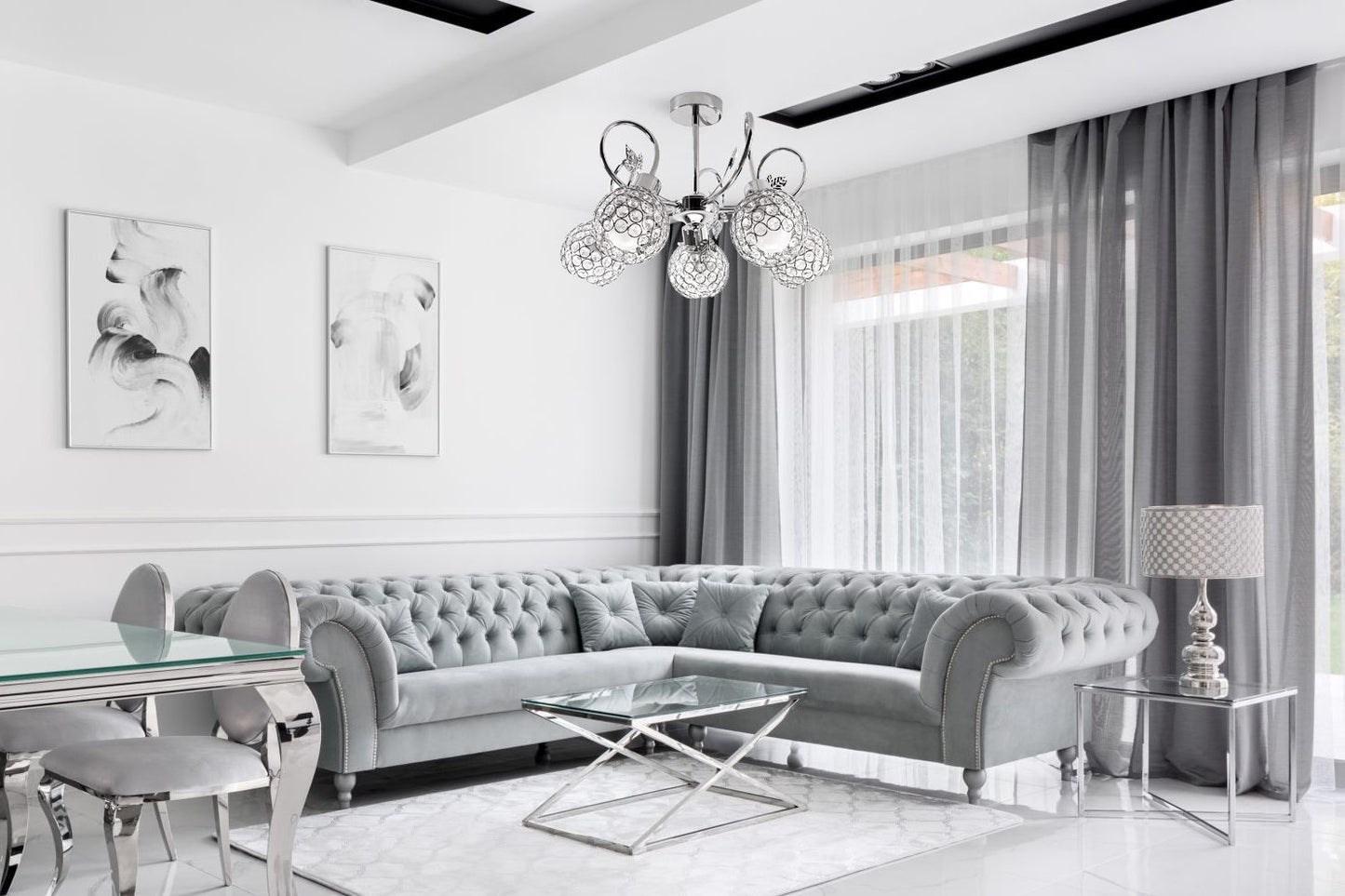 Candelabru cu lampă de cristal cu frunze metalice APP636-5C  8