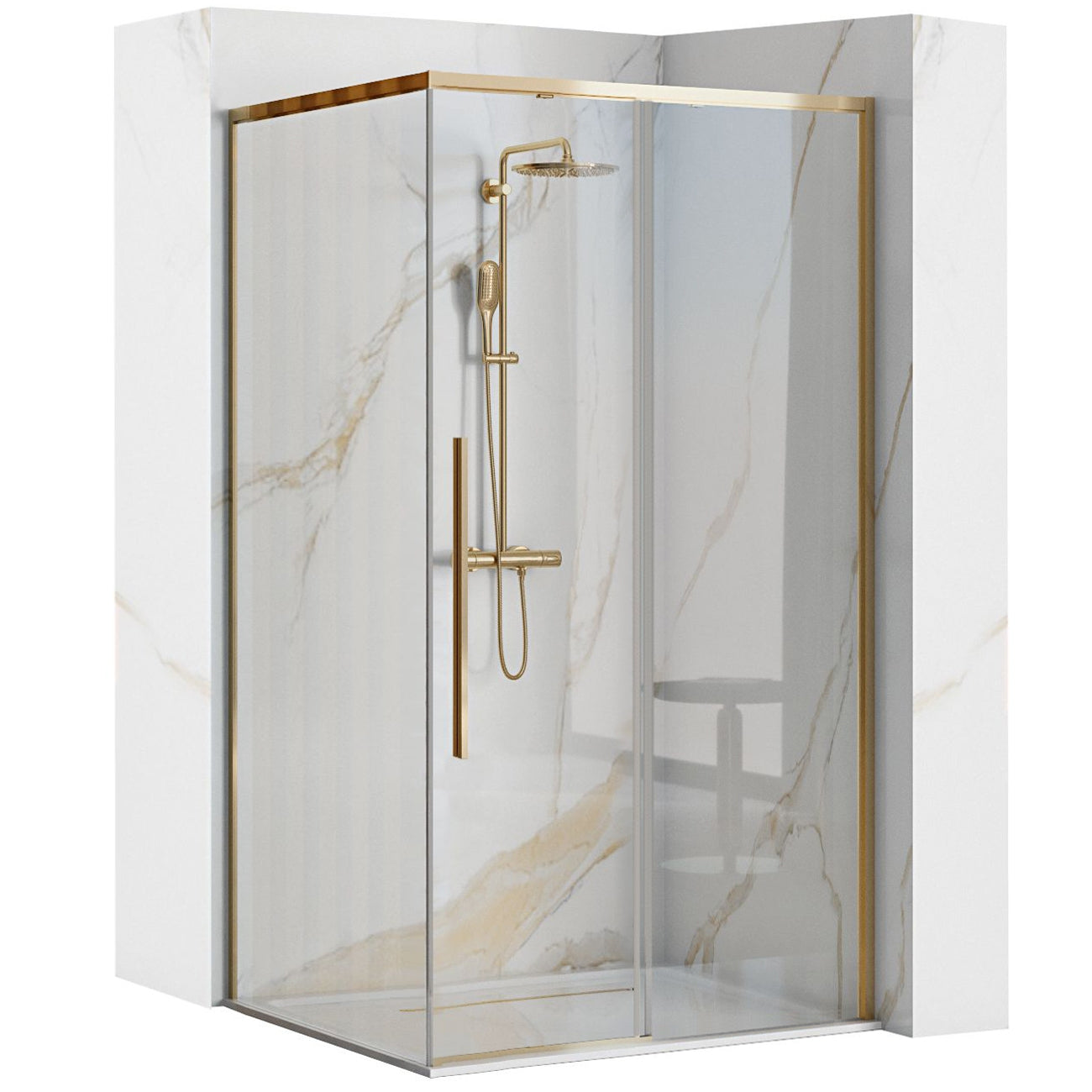 Cabina de dus SOLAR GOLD 90x90 cm cu cadita Savoy black 1