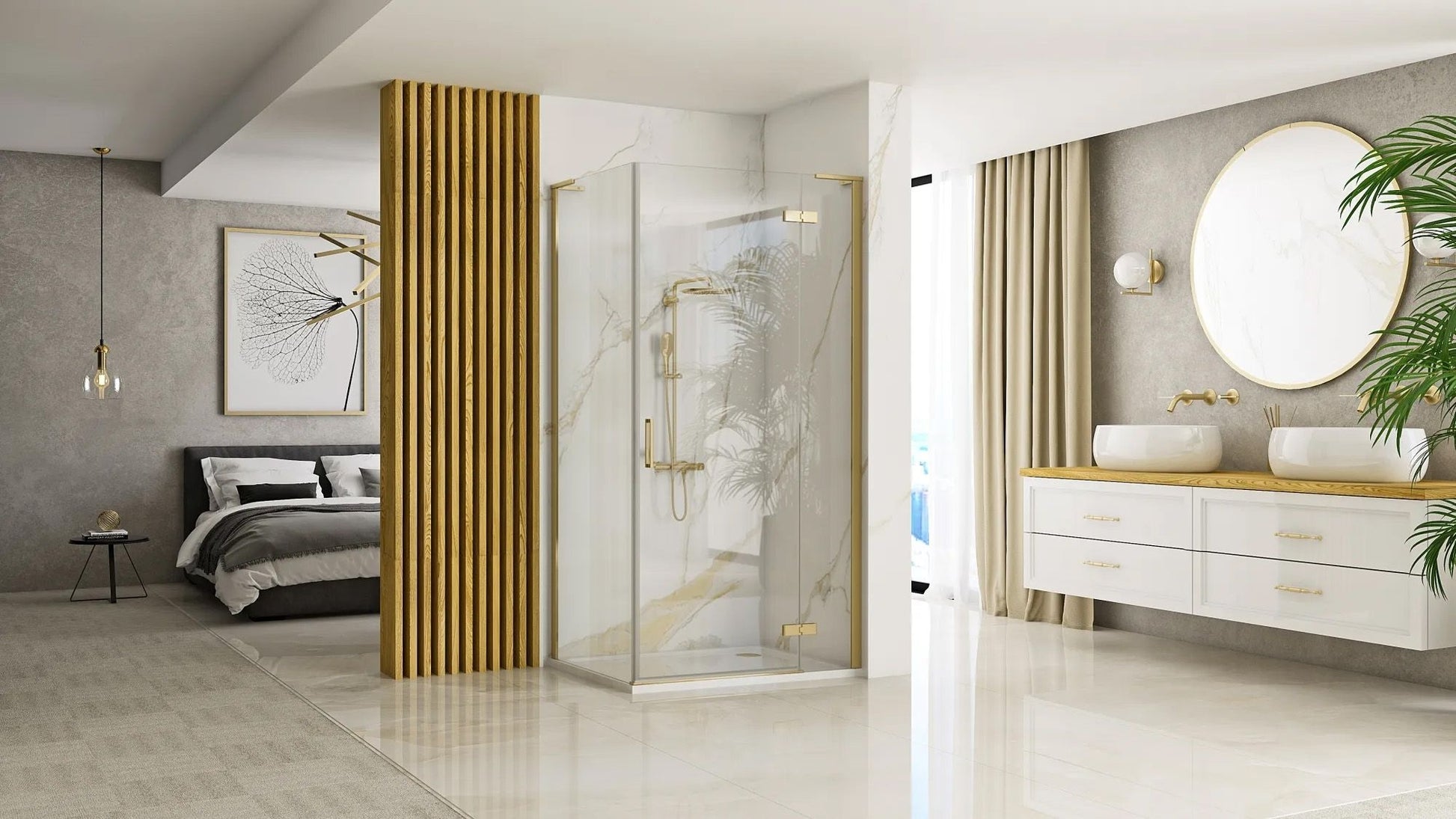 Cabina dus REA Hugo 100x80 Gold Brush  9