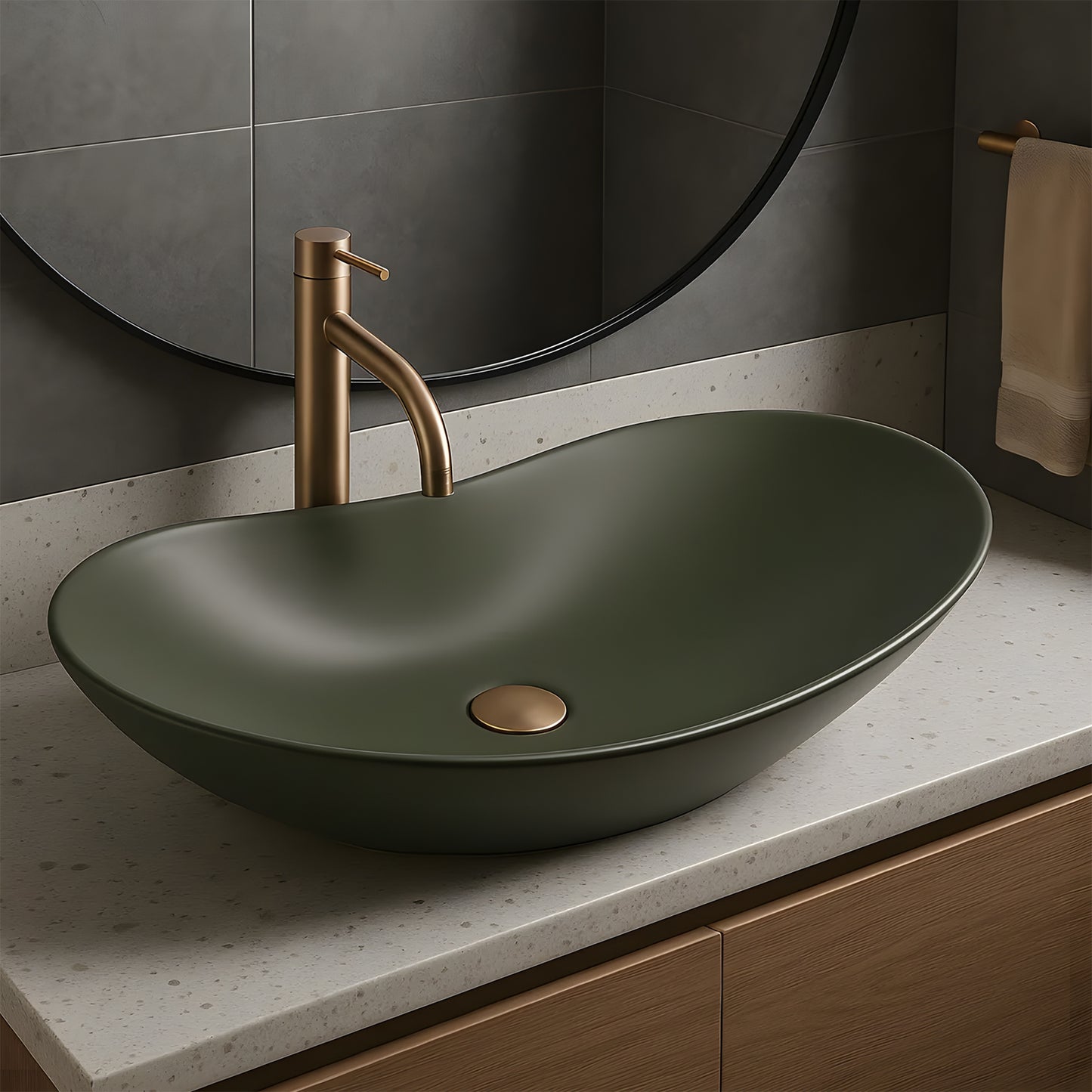 Lavoar pentru blat Rea Royal Olive Matt  1