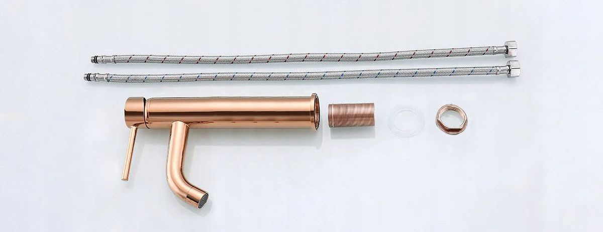 Baterie pentru lavoar Rea Lungo Rose Gold High  5