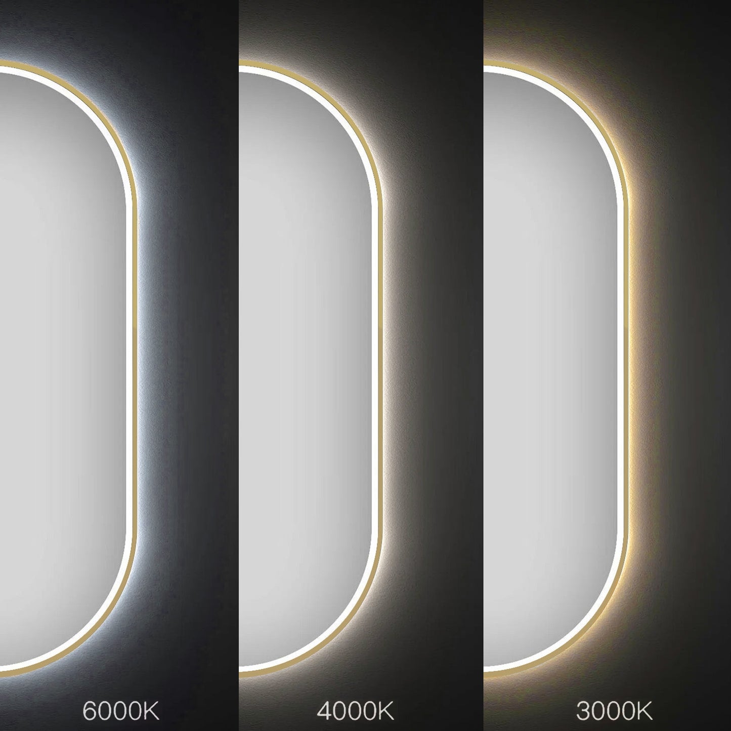 Oglindă LED OVL 50x100cm Brush Gold  5