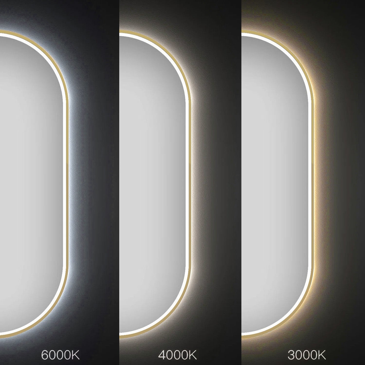 Oglindă LED OVL 50x100cm Brush Gold  5