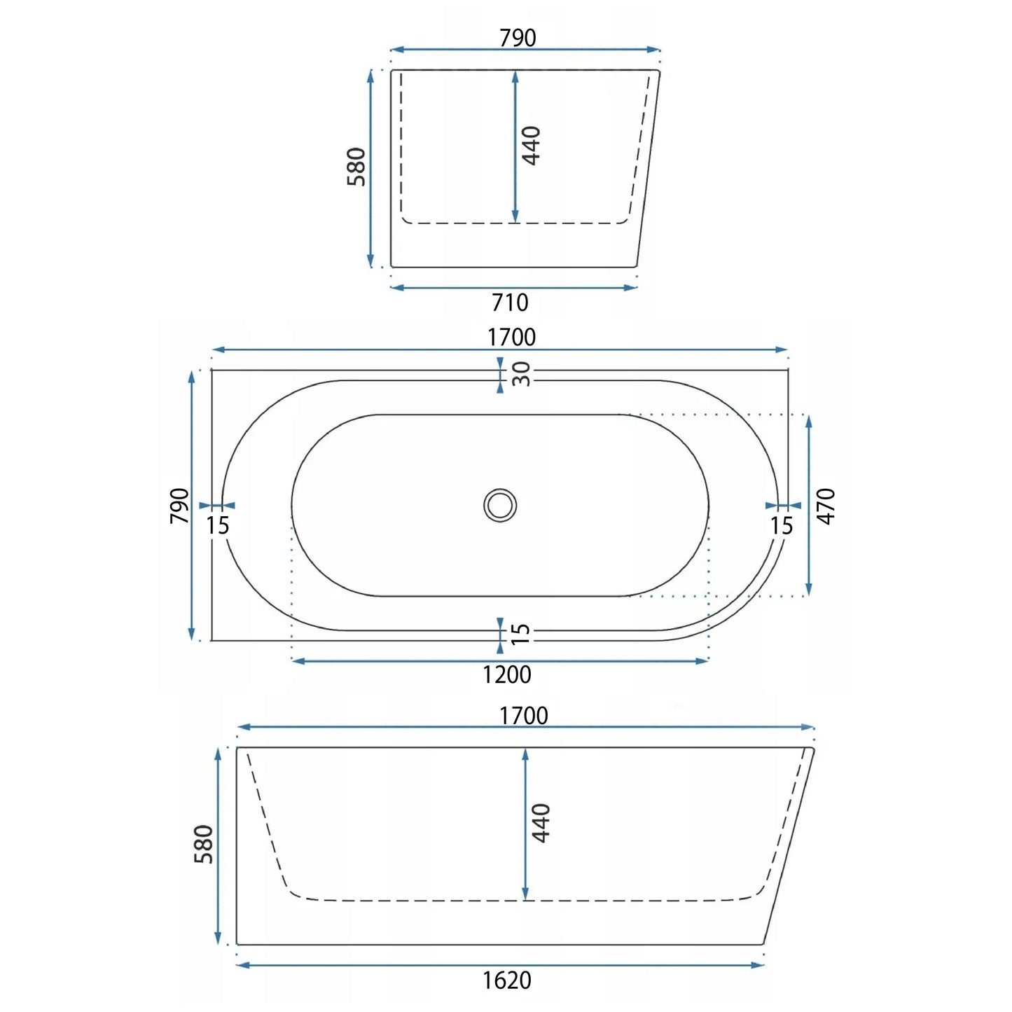 Cadă De Colț Acrilică Bellanto Slim 170 Stânga  7