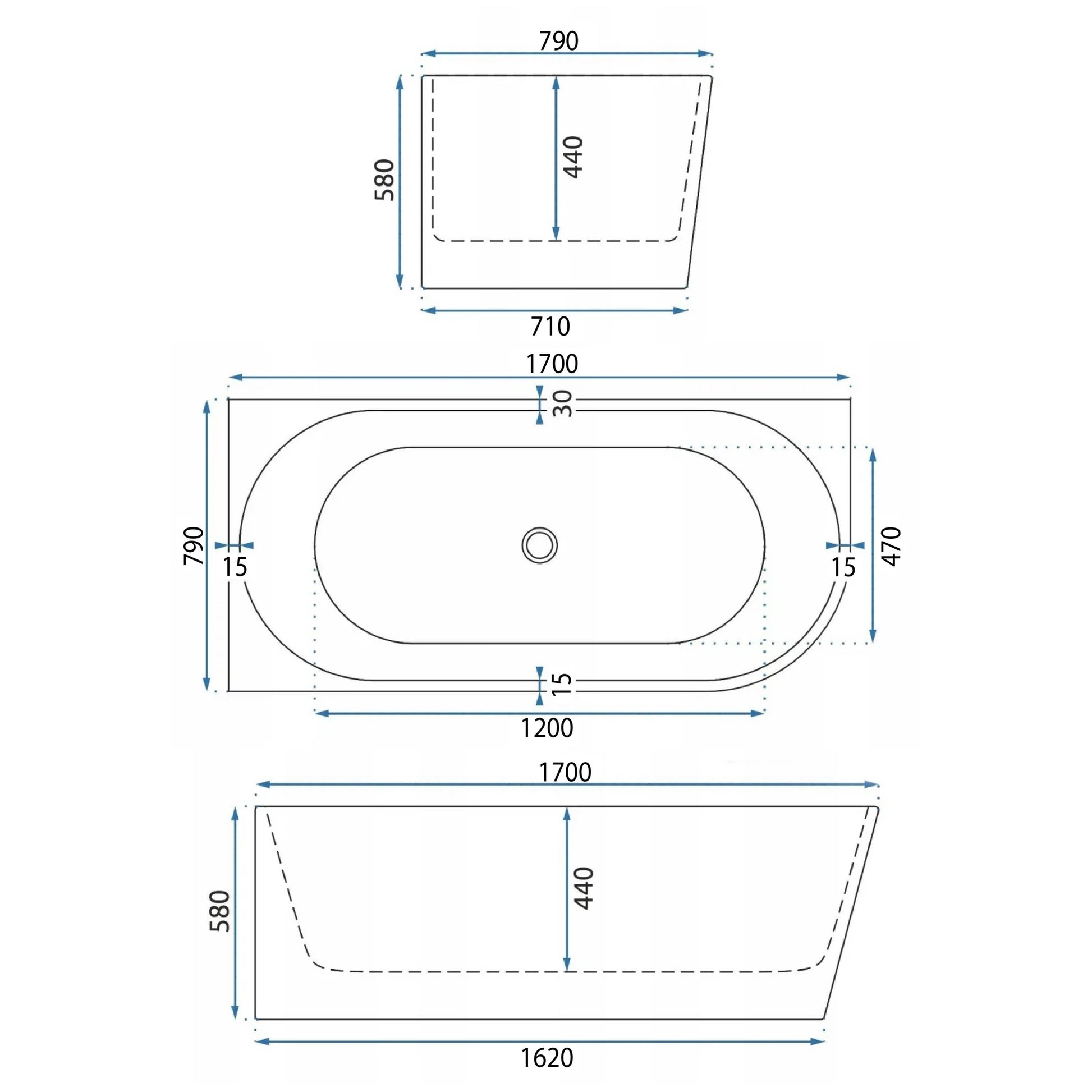 Cadă De Colț Acrilică Bellanto Slim 170 Stânga  7