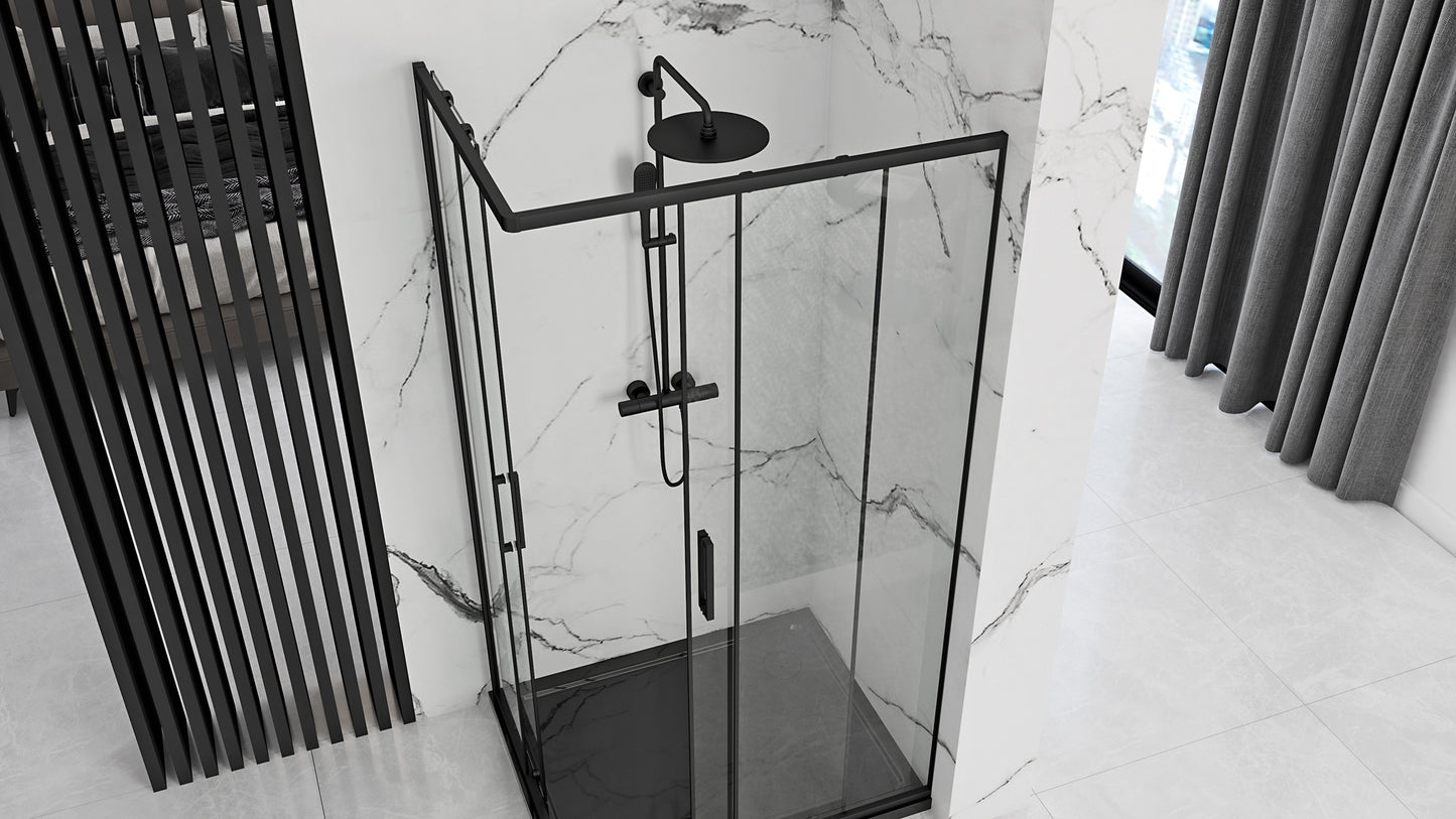 Cabina de dus Rea Punto negru 80x100 cm cu cadita Savoy black 3
