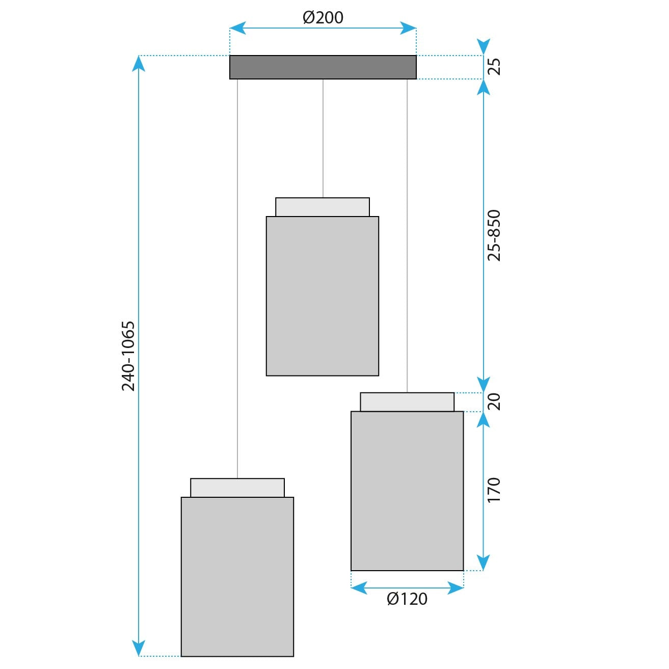 Lampă Suspendată APP1811-3CPR Frosted Grey  6