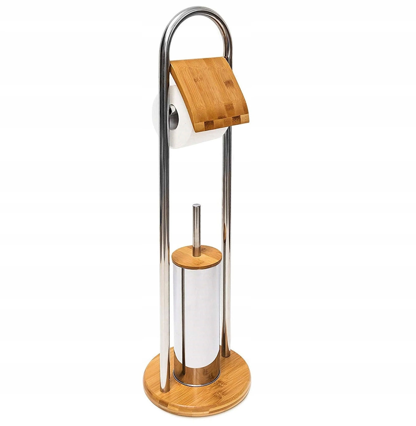 Suport De Toalete Bambus Pentru Hârtie De Toaletă Și Perie 390228 Bamboo  1