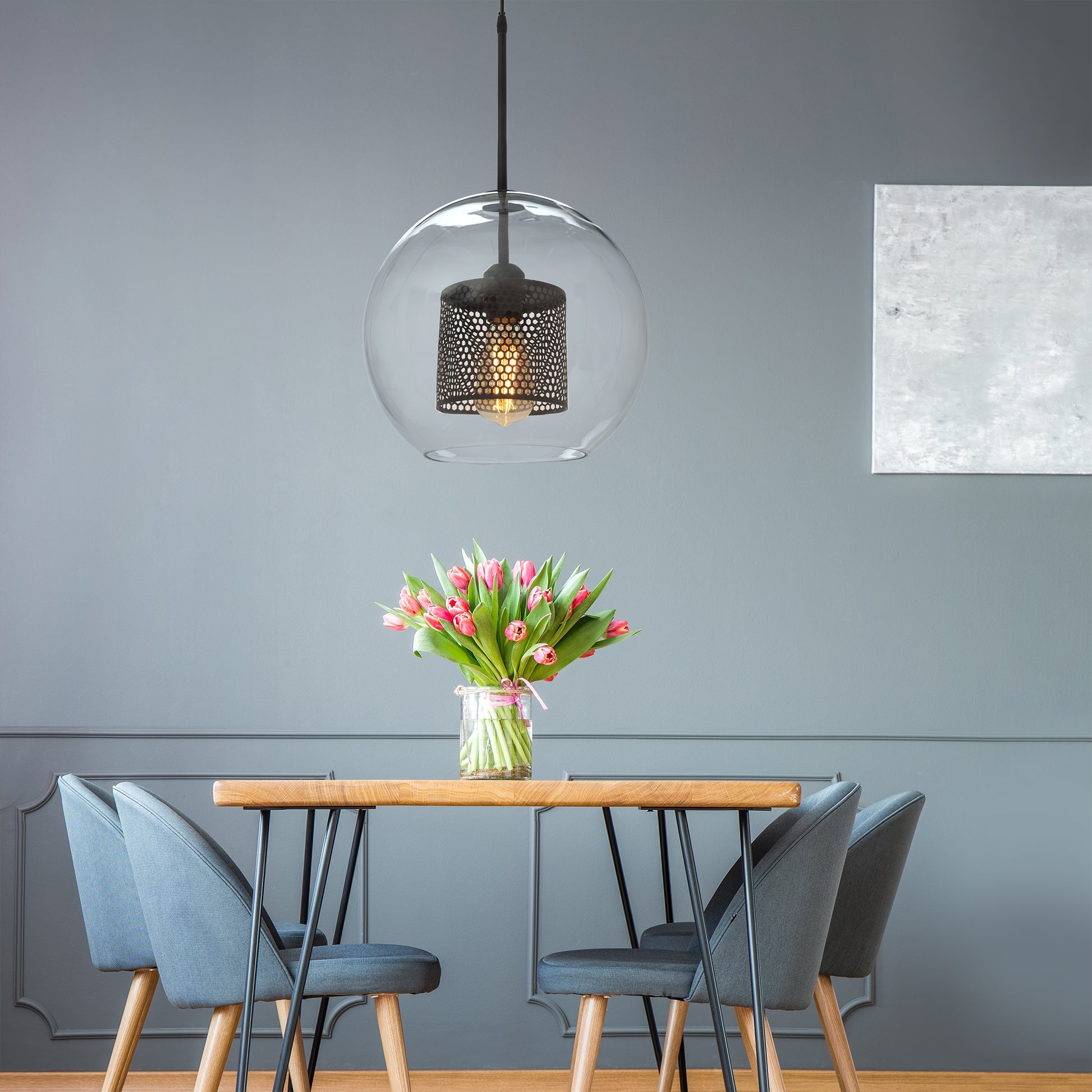 Lampă Suspendată Din Sticlă Loft Neagra APP557-1CP 20cm  5