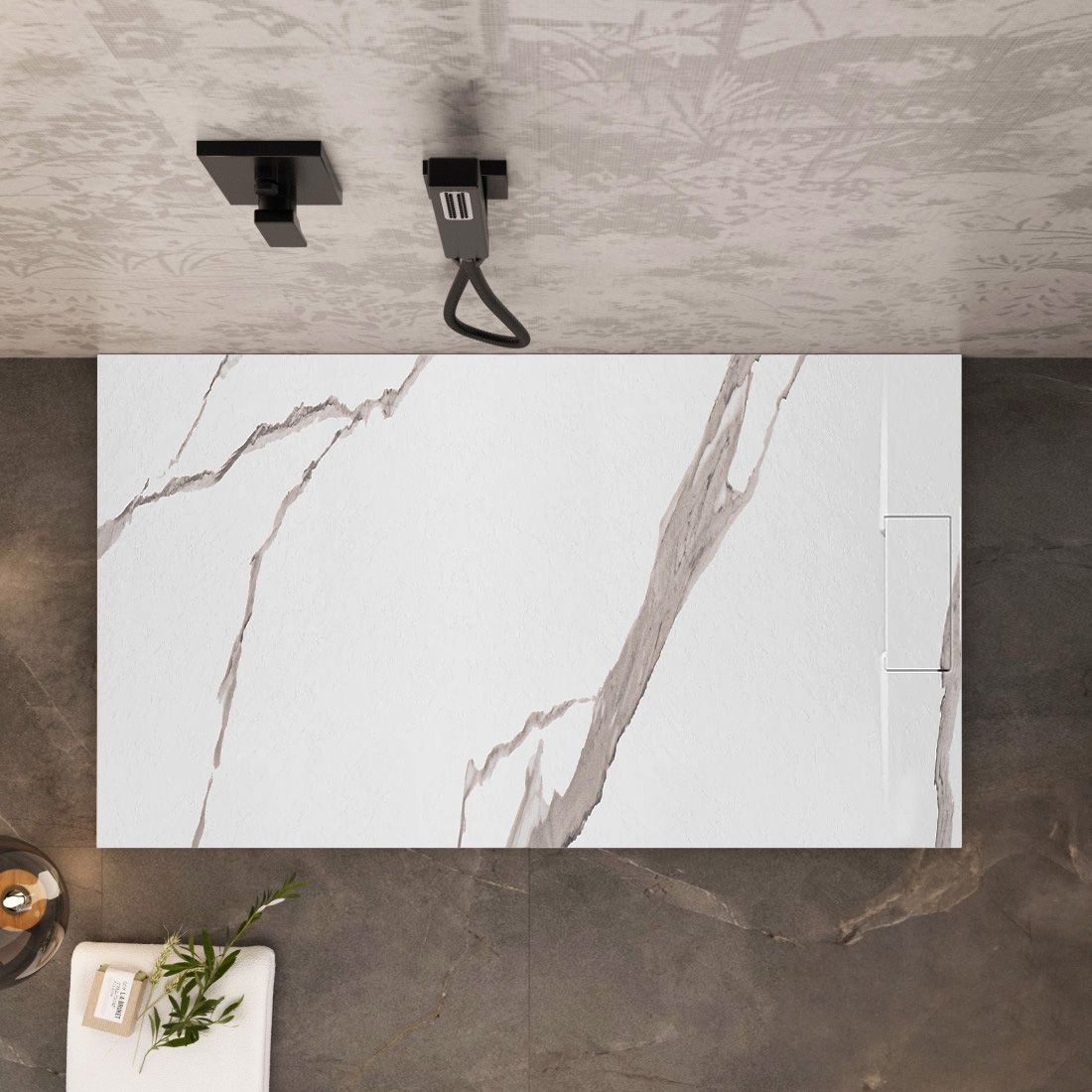 Cada de duș Bazalt CARRARA WHITE 80x100  5