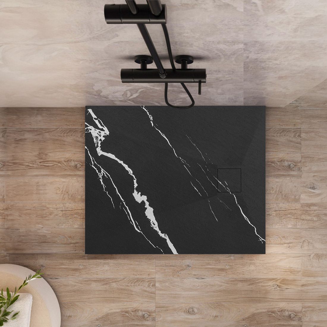 Cada de duș Magnum CARRARA BLACK 90x90  5