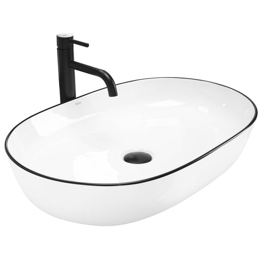 Lavoar ceramic pentru blat Rea CLEO white Black edge 1