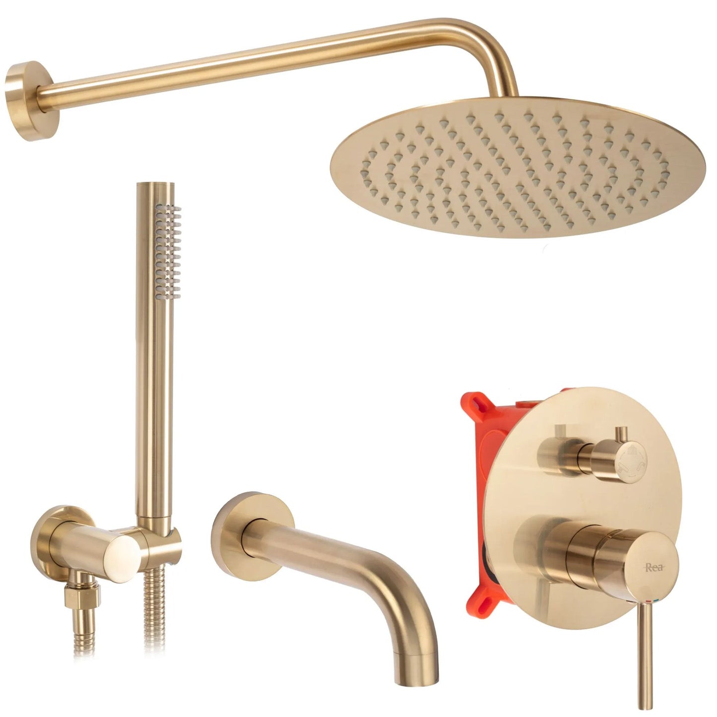 Set de duș incastrat Rea Lungo Brush Gold Auriu cu BOX  1