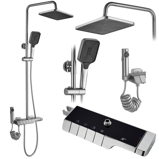 Coloana de dus cu termostat REA ROB Nichel Brush INOX  1