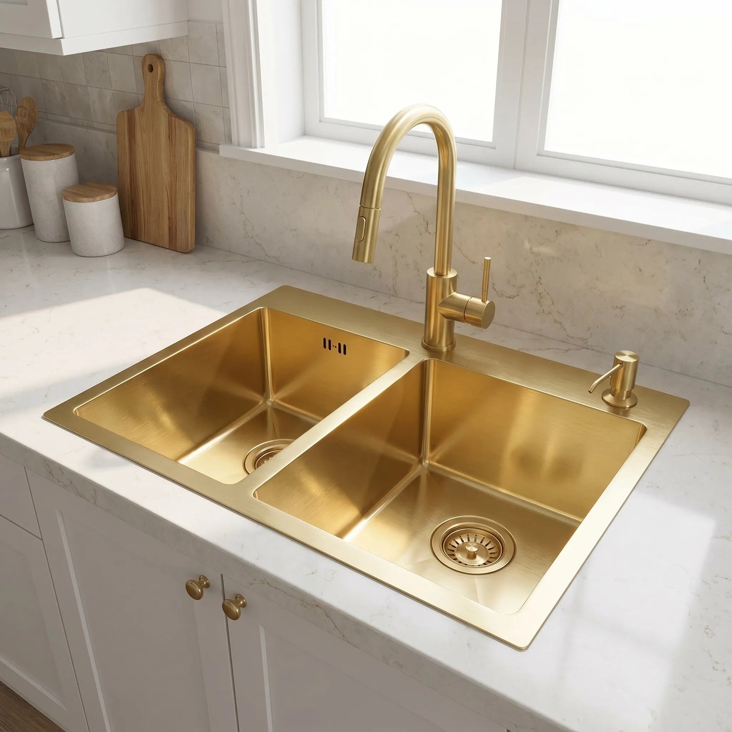 Chiuvetă inox Toby BRUSH GOLD fără robinet de bucătărie 4