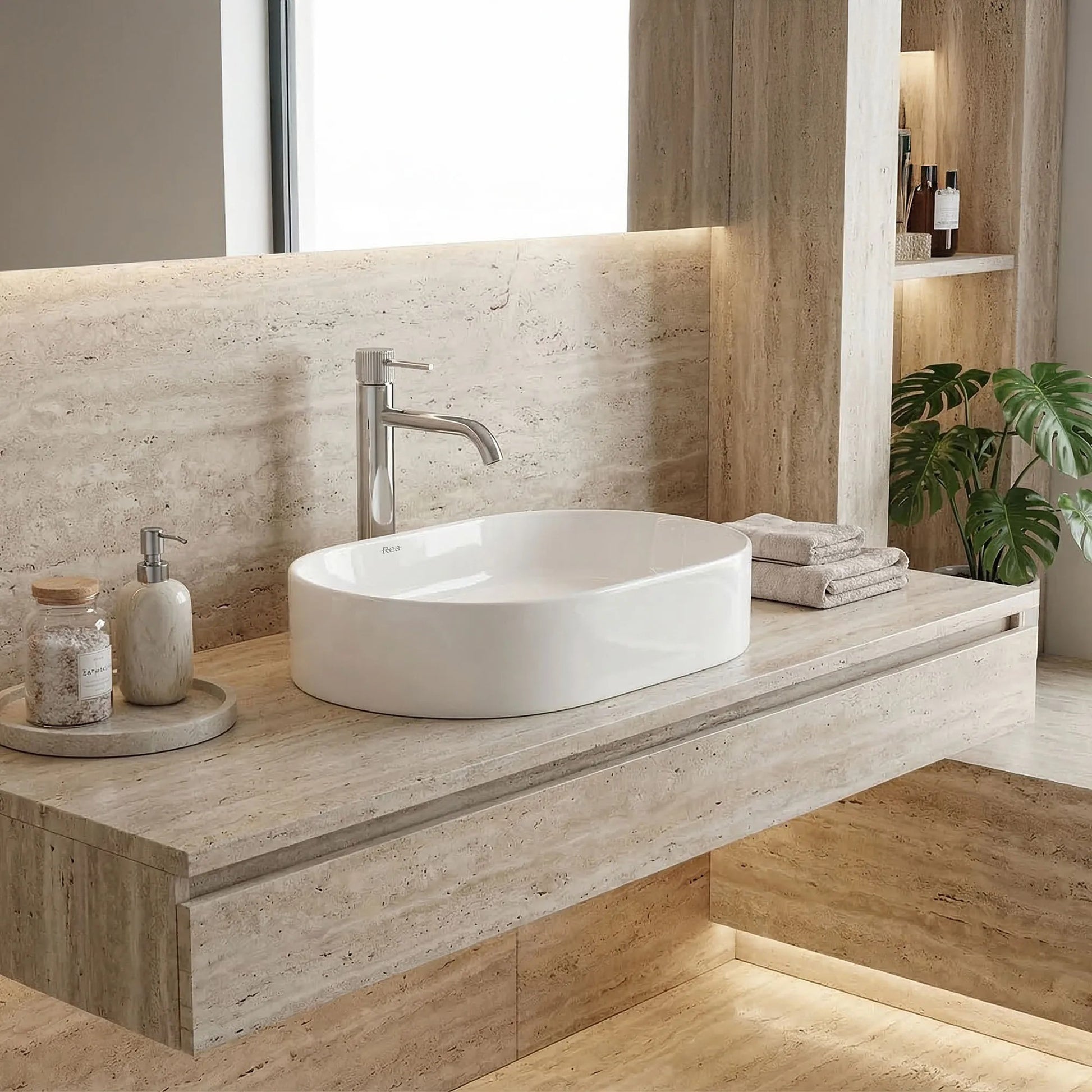 Lavoar ceramic pentru blat Rea Nadia 46  4