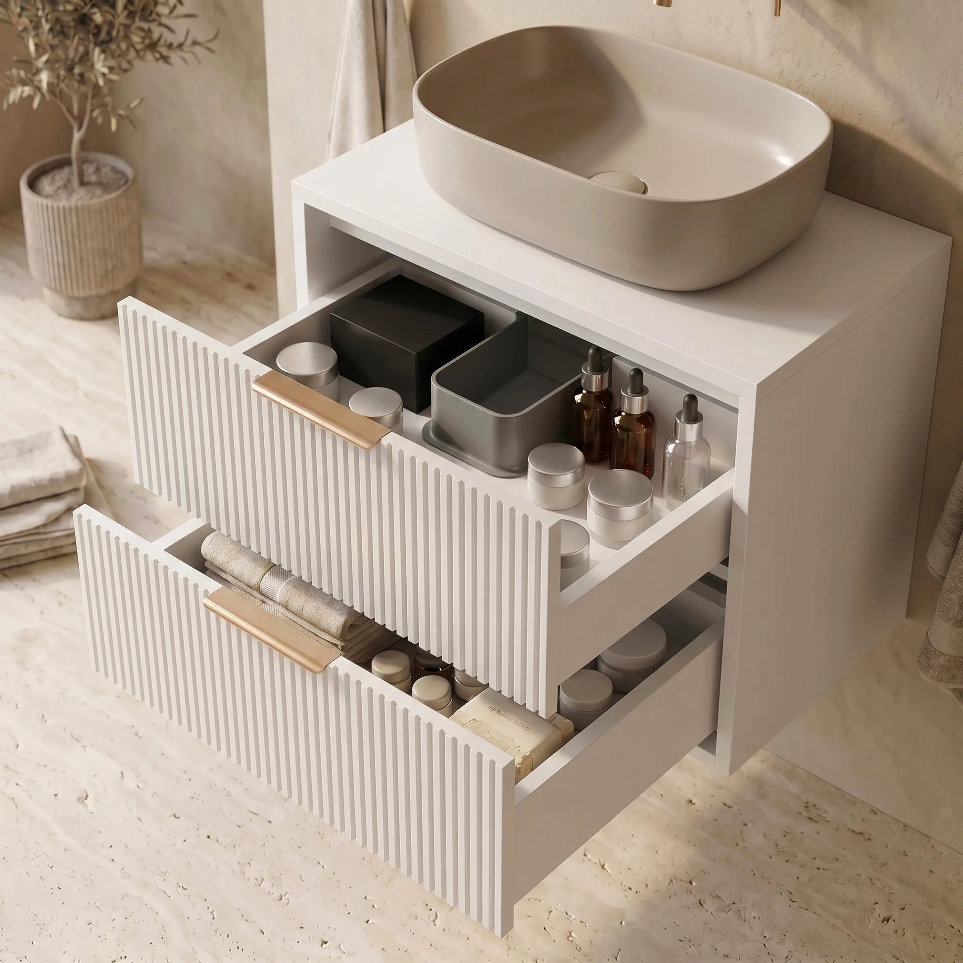 Dulap baie pentru lavoar Rea Mono 80cm White  4