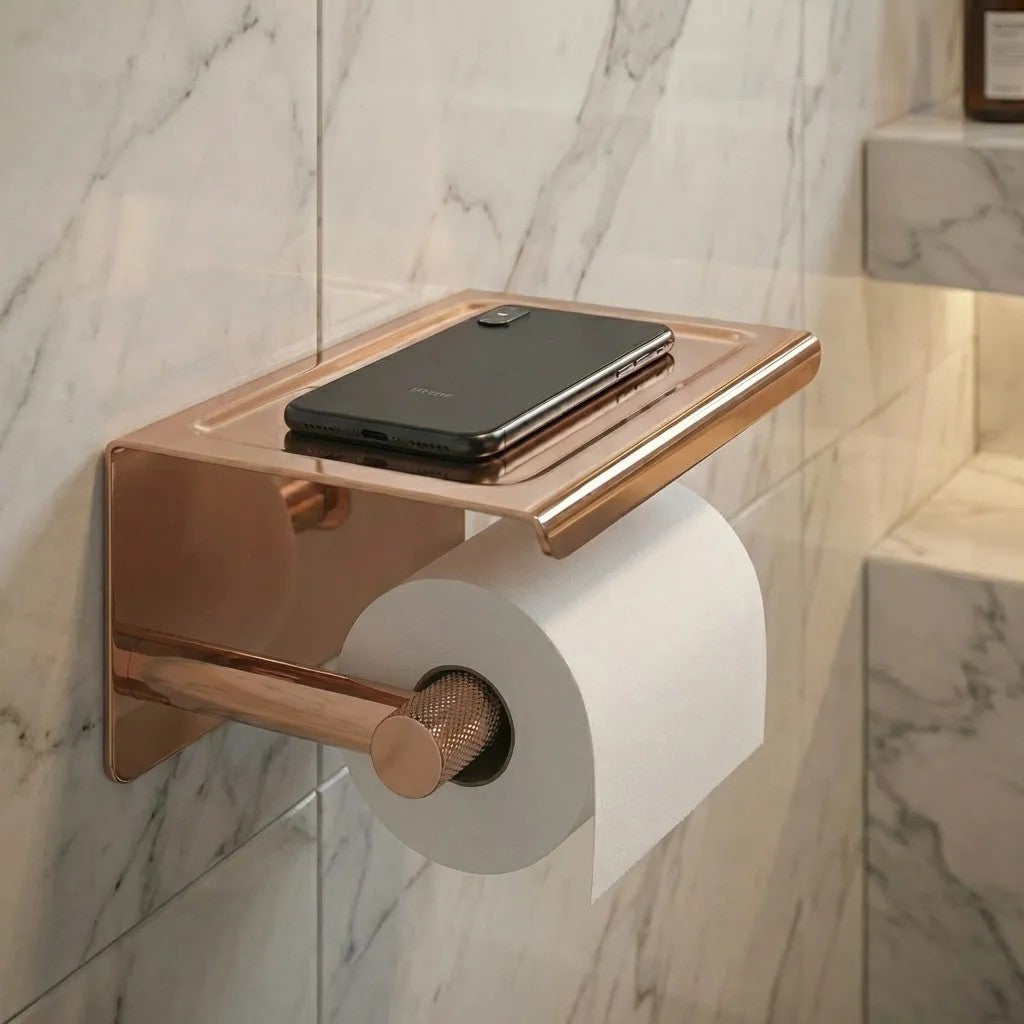 Suport pentru hârtie igienică cu poliță 6613 Modern Copper  4