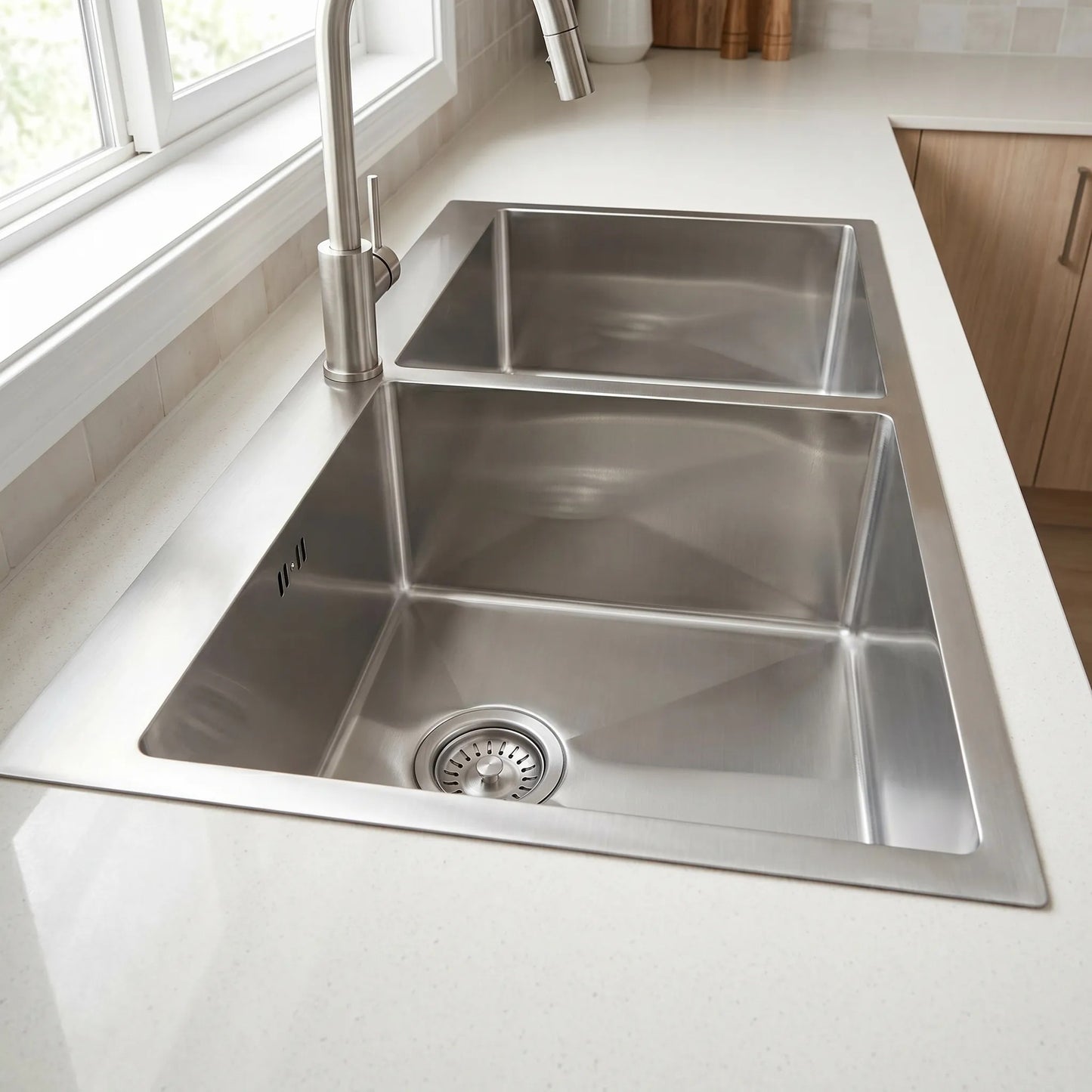 Chiuvetă inox REA Joel BRUSH STEEL fără robinet de bucătărie 4