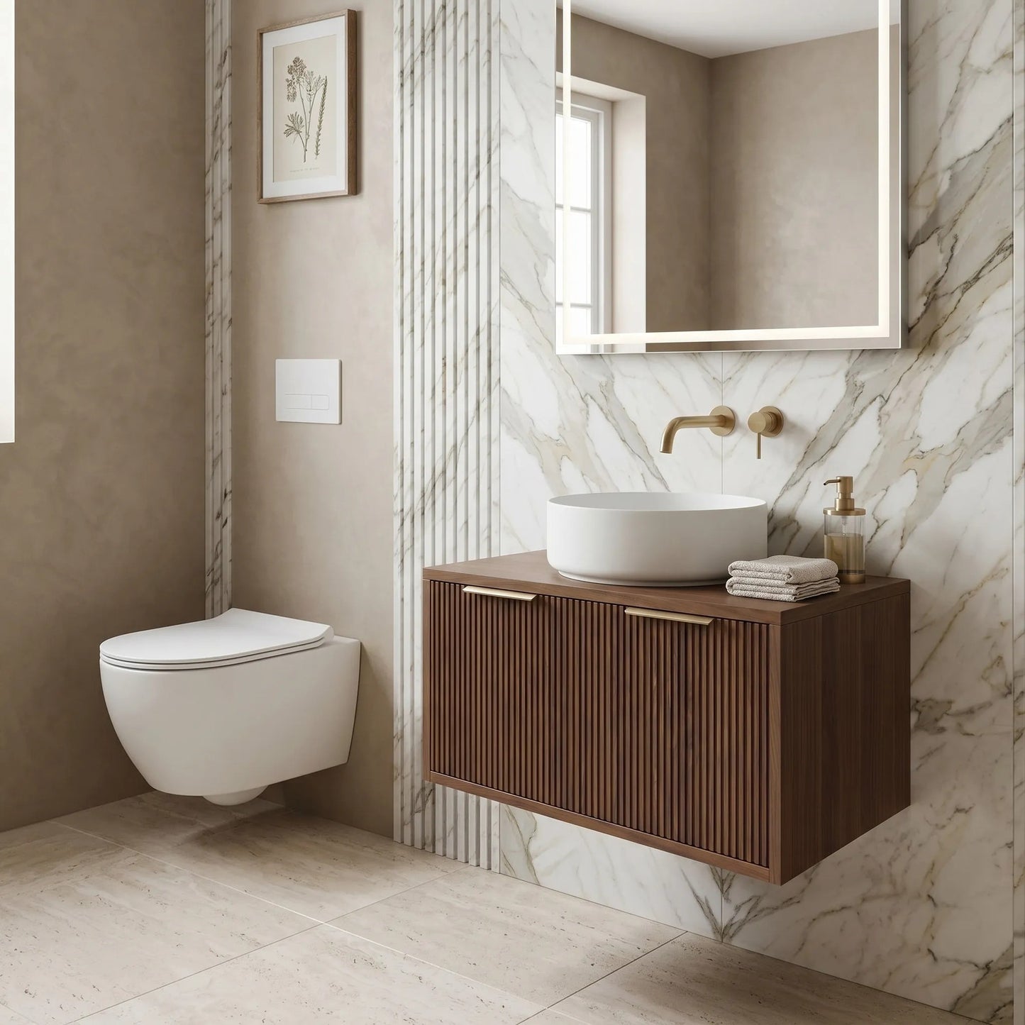 Dulap baie pentru lavoar Rea Core 80cm Brown  4