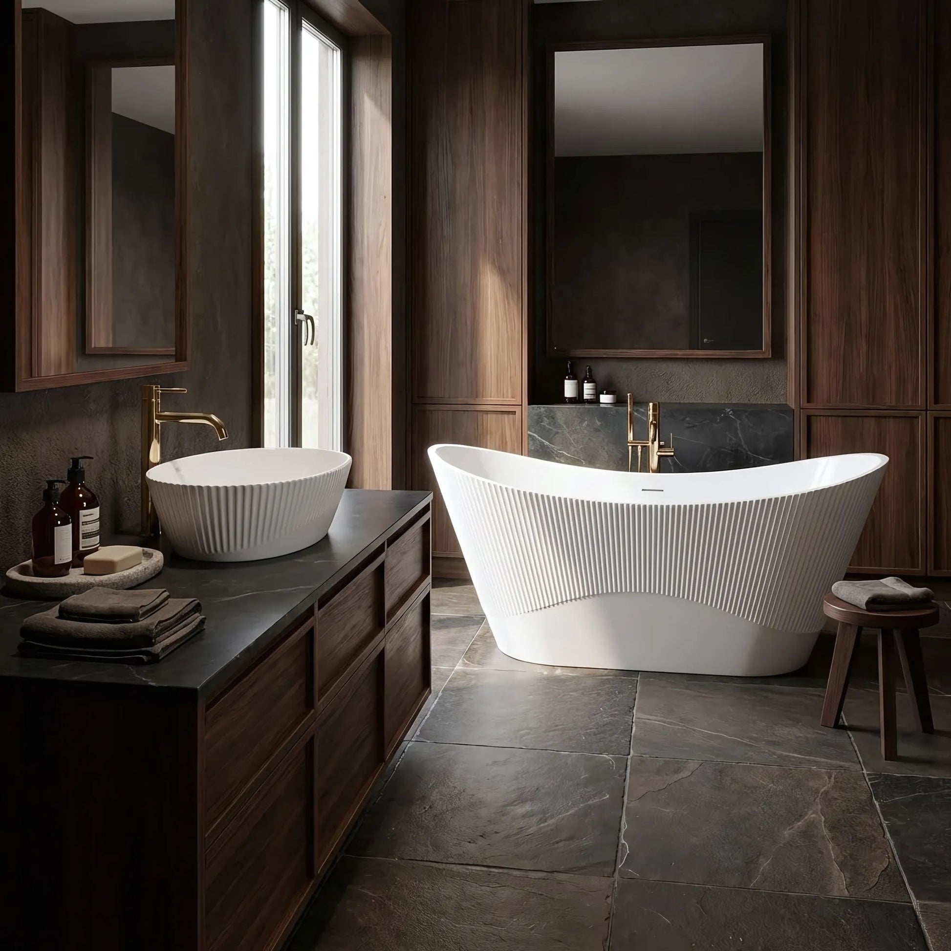 Cadă acrilică freestanding ATENA 170 Capac dop cupru periat 4