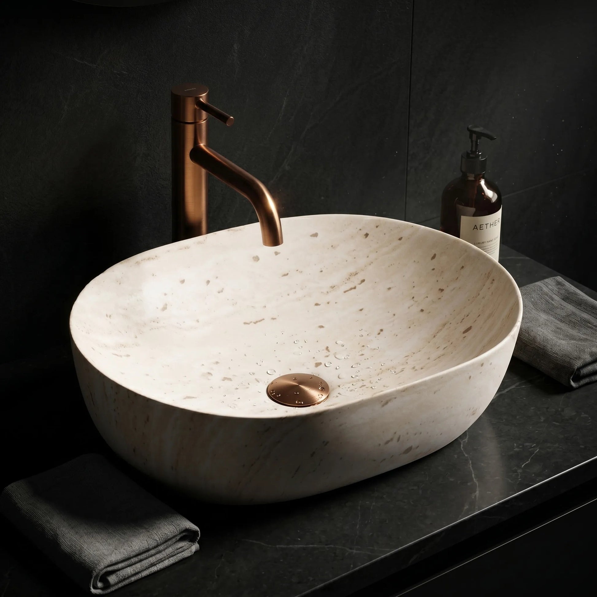 Lavoar pentru blat Rea Amelia Travertine Classic 48  4