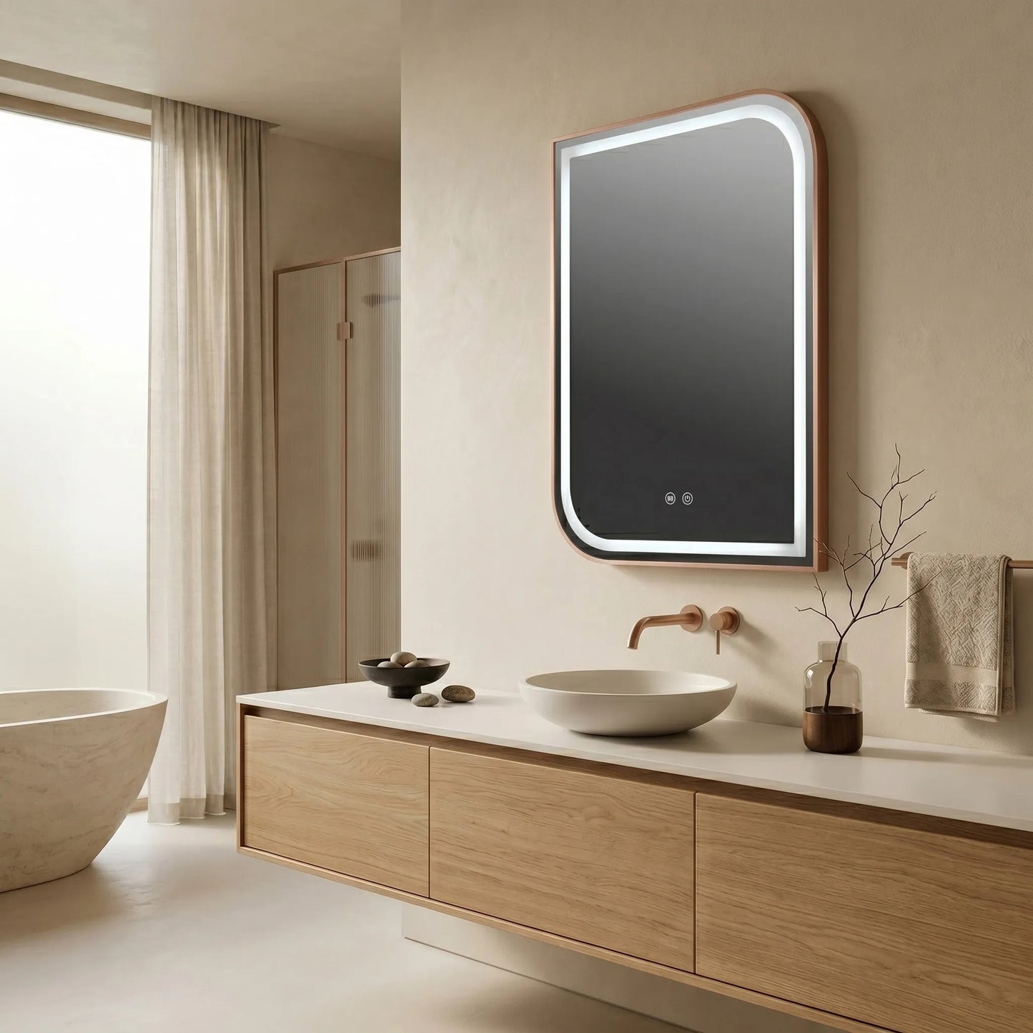 Oglindă LED ZONE 80x60 BRUSH  ROSE GOLD  4