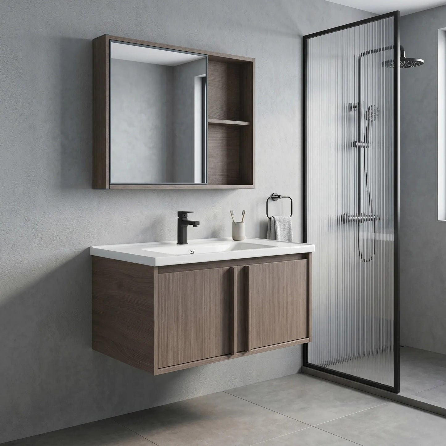 Set mobilier de baie cu lavoar Gama T25023 KJM 80CM  4