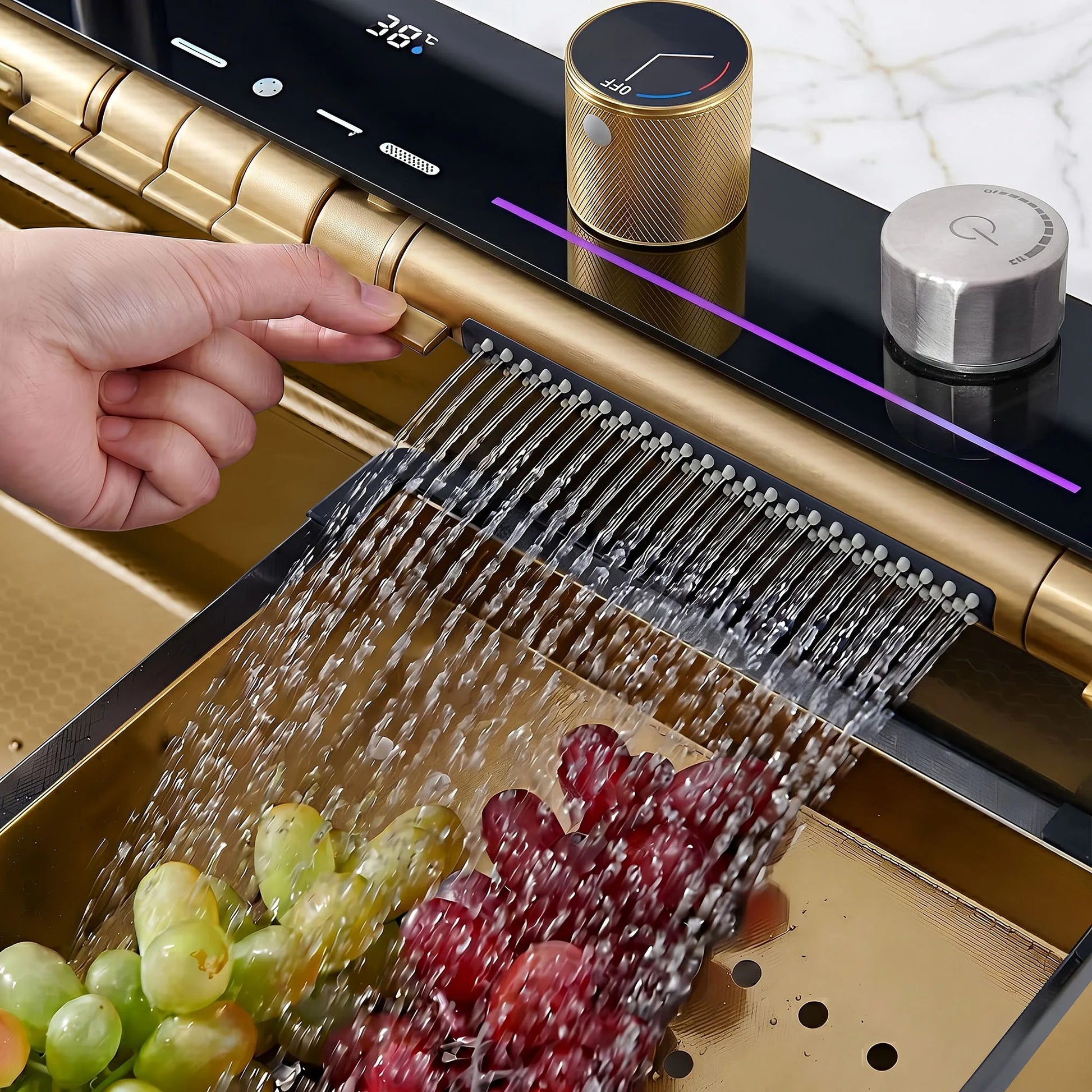 Chiuvetă multifuncțională din oțel 10 în 1 REA Alonzo Brush Gold  4
