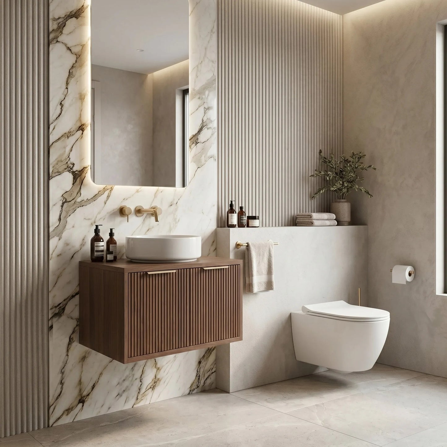 Dulap baie pentru lavoar Rea Core 60cm Brown  4