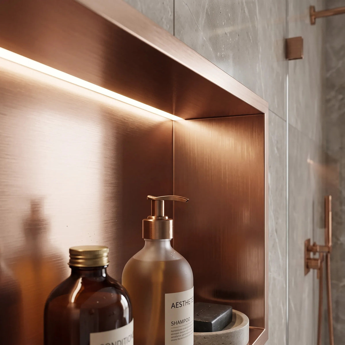RAFT BAIE INCASTRAT PERETE LED 30x60 Brush Copper 4