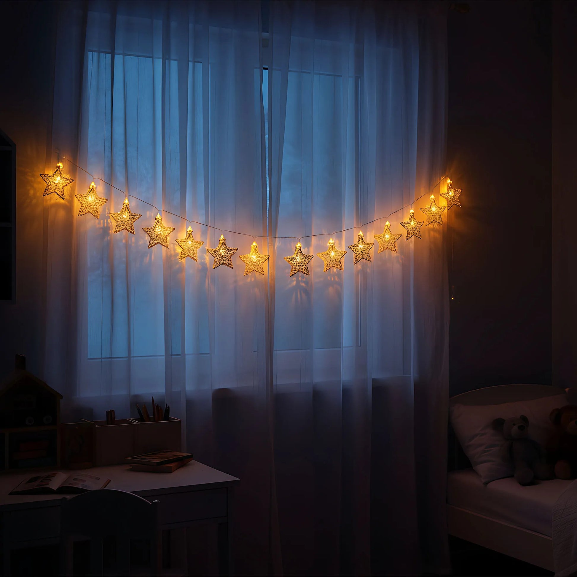 Ghirlanda Pentru Pom De Craciun LED Auriu Stelute 4
