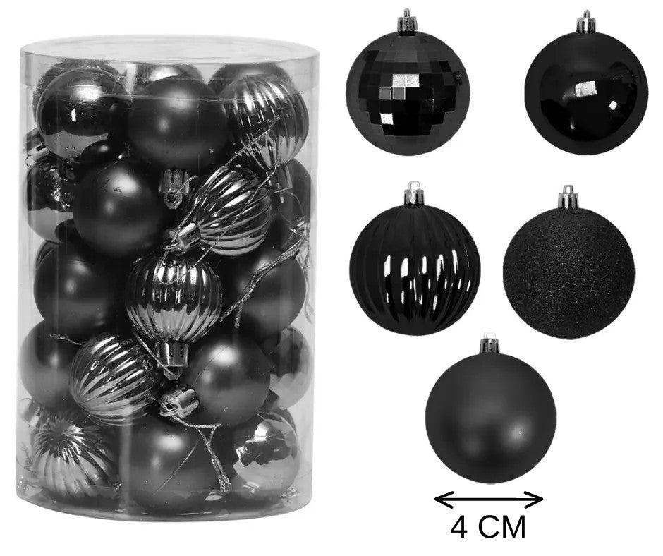 BOMBKI CHOINKOWE CZARNE 34 SZT SYSD1688-033 4