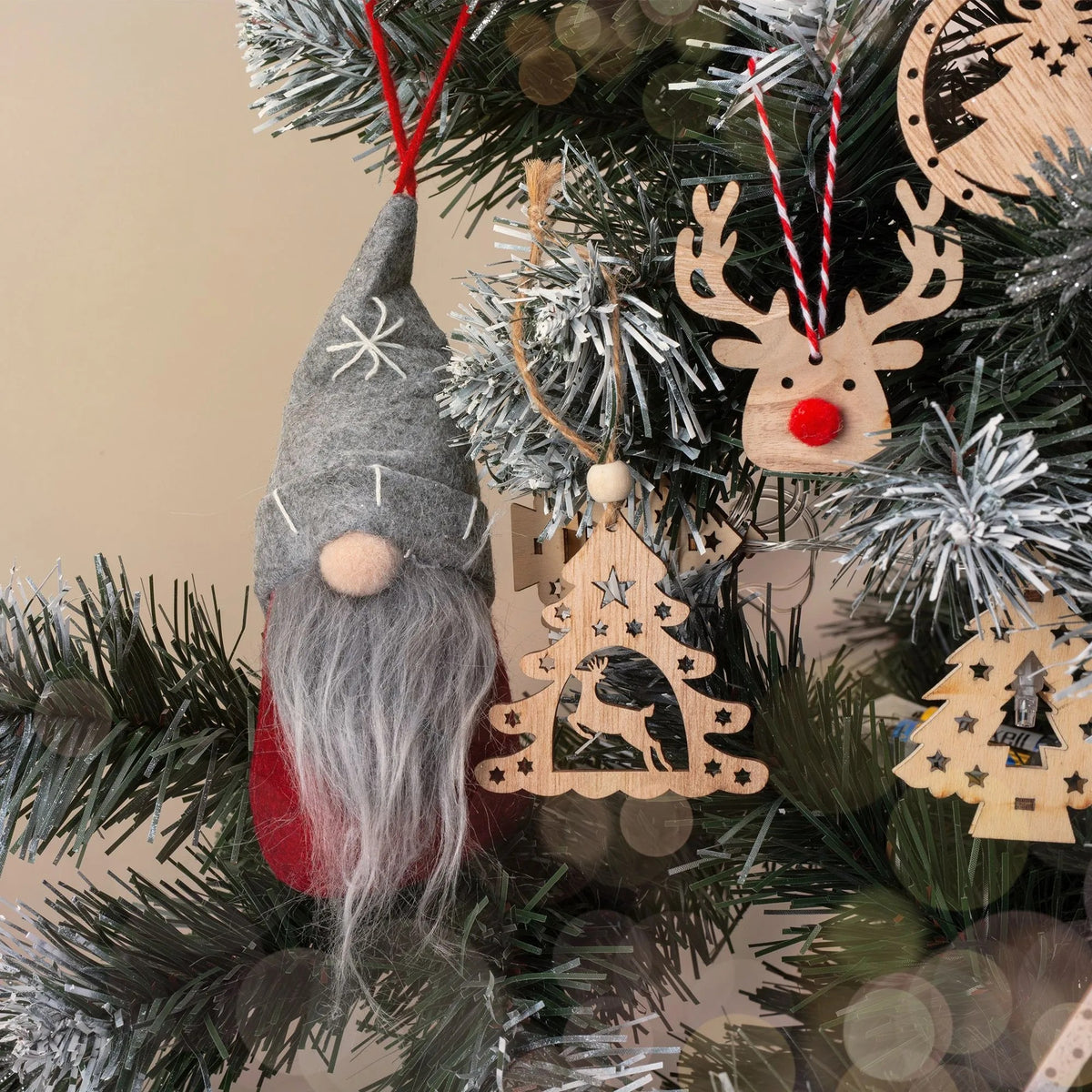 Set Decoratiuni Din Lemn Pentru Brad - Renii 9 Buc 4