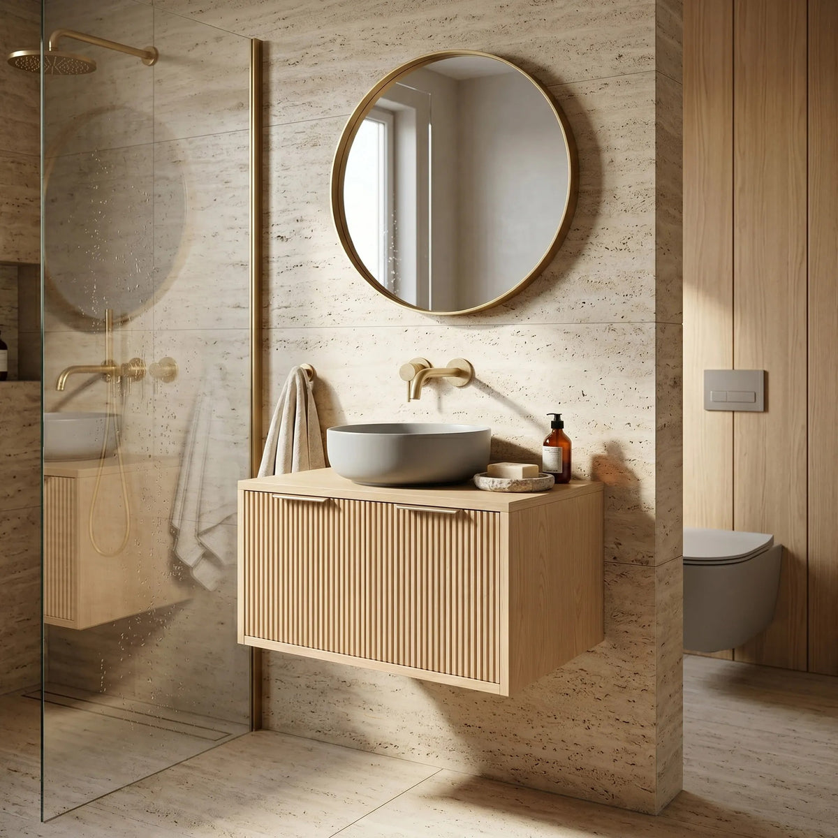 Dulap Baie Pentru Lavoar Rea Core 80cm Beige 4