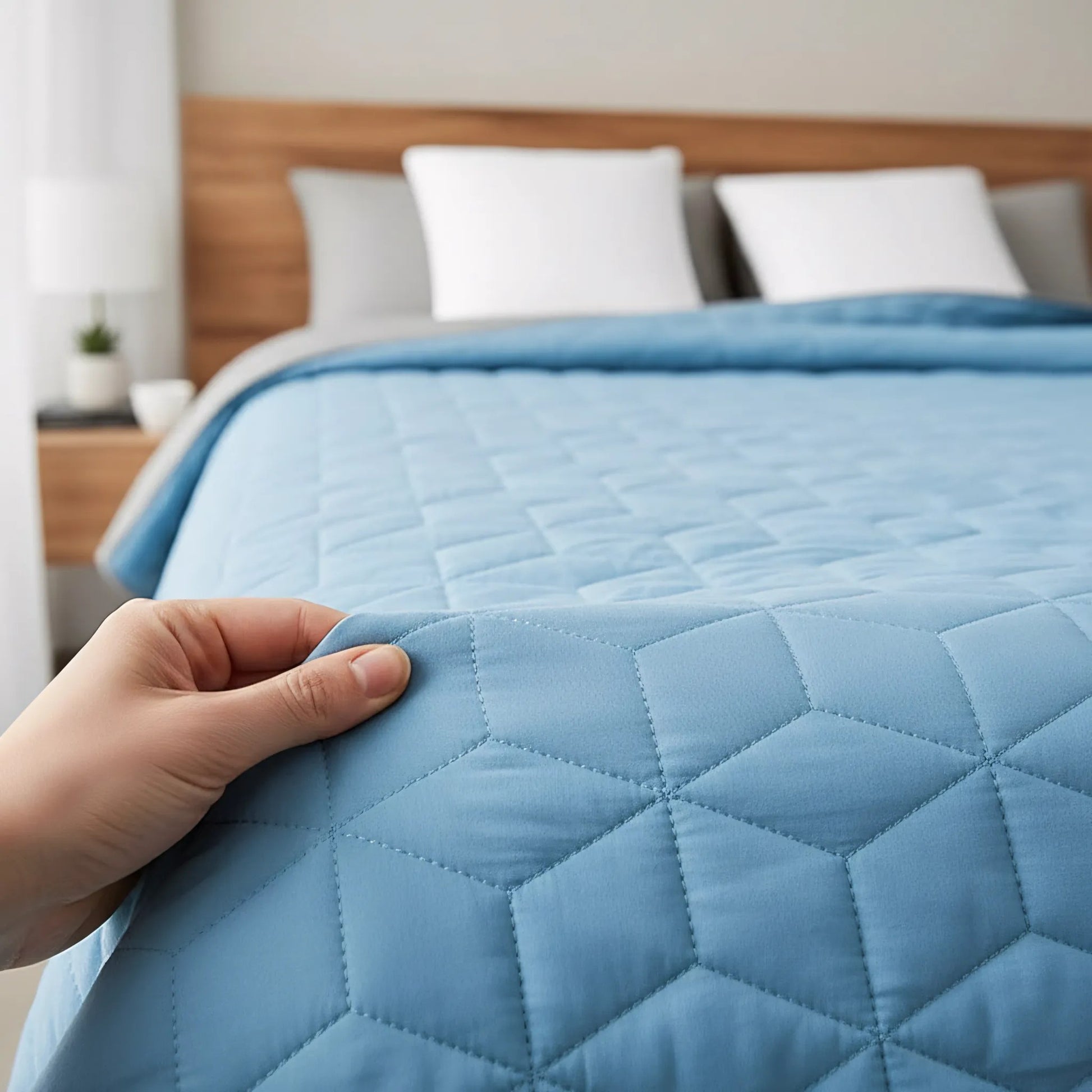 Cuvertura Cu Doua Fete Matlasata Diamante L.Grey / Blue 200x220 4