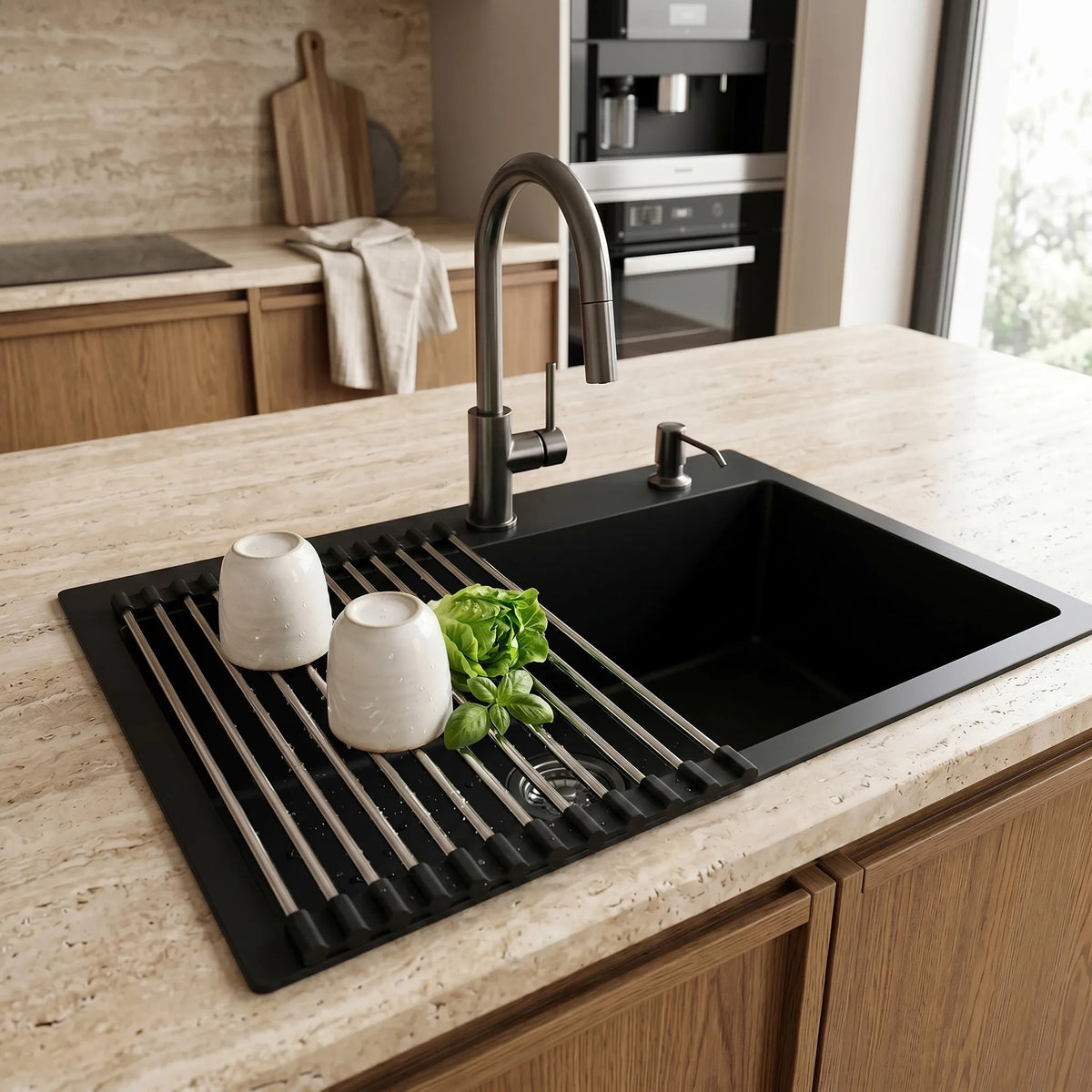 Suport Rulabil Pentru Scurgerea Vaselor Pe Chiuvetă REA P12298 Black 4