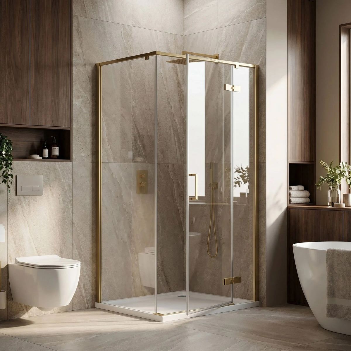 Cabina De Dus Rea Bruno 120x90 Brush Gold 4