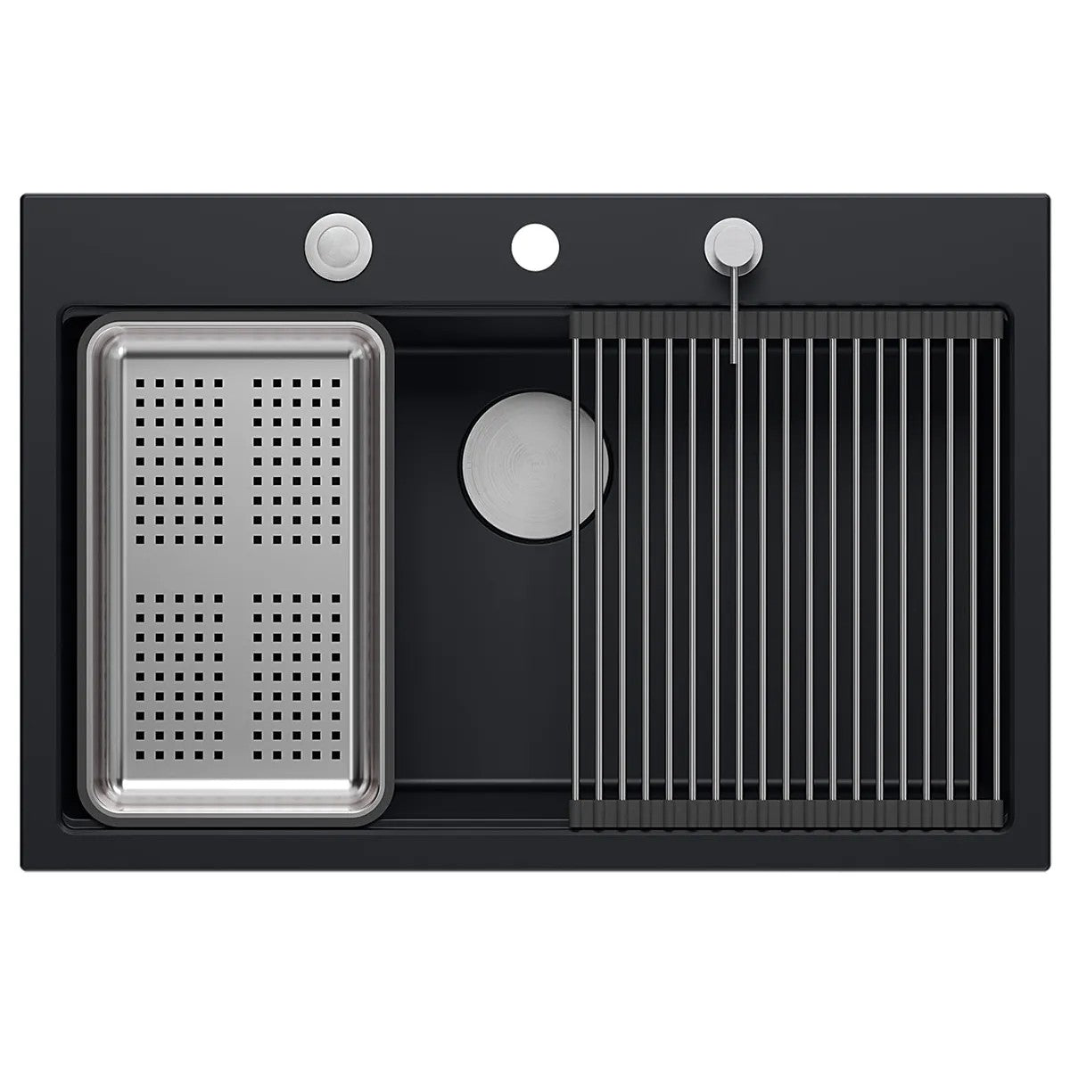 Chiuveta Din Granit MARC 110 WORKSTATION Black Dop Nichel Periat 4