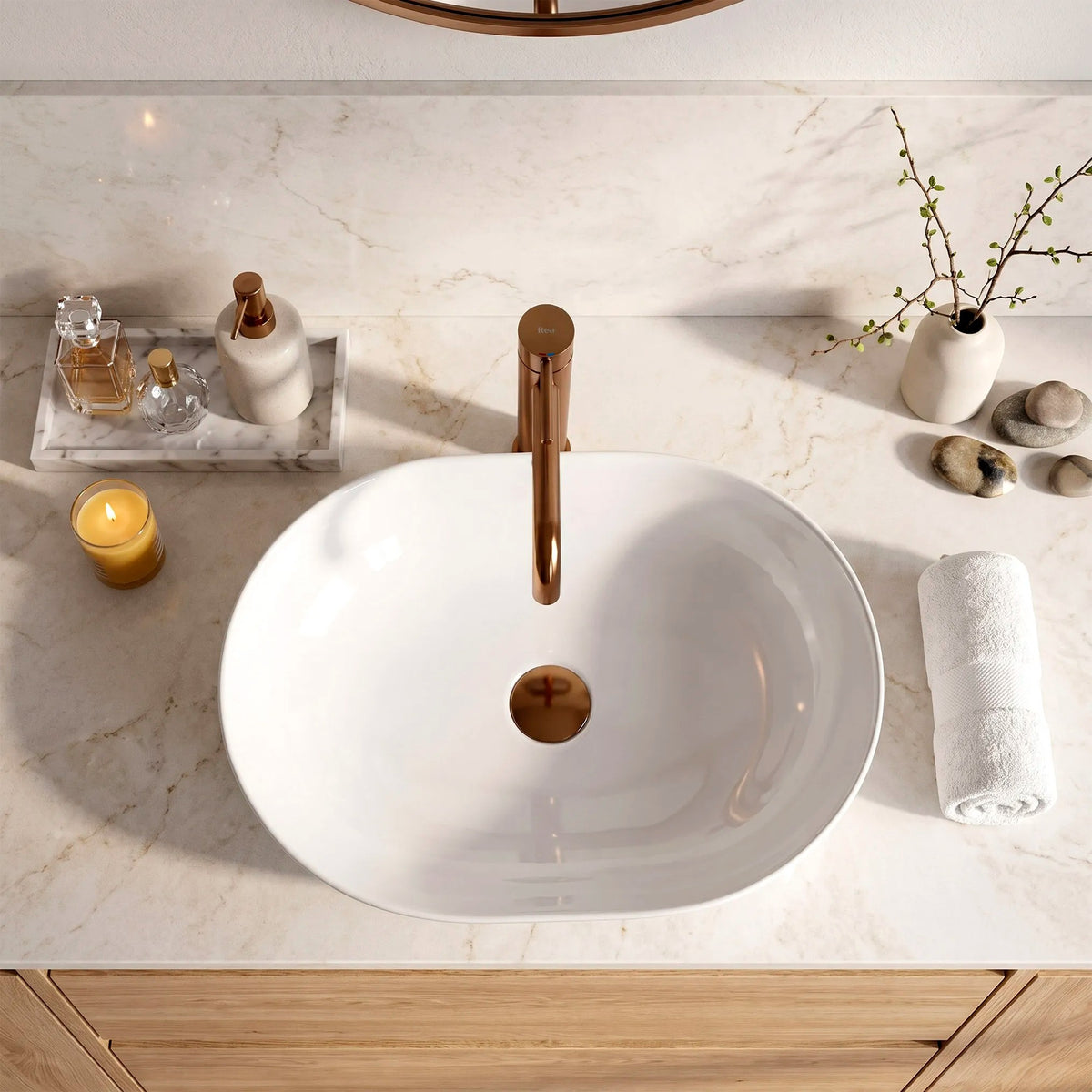 Lavoar Ceramic Pentru Blat CLEO 50 Alb - REA 4